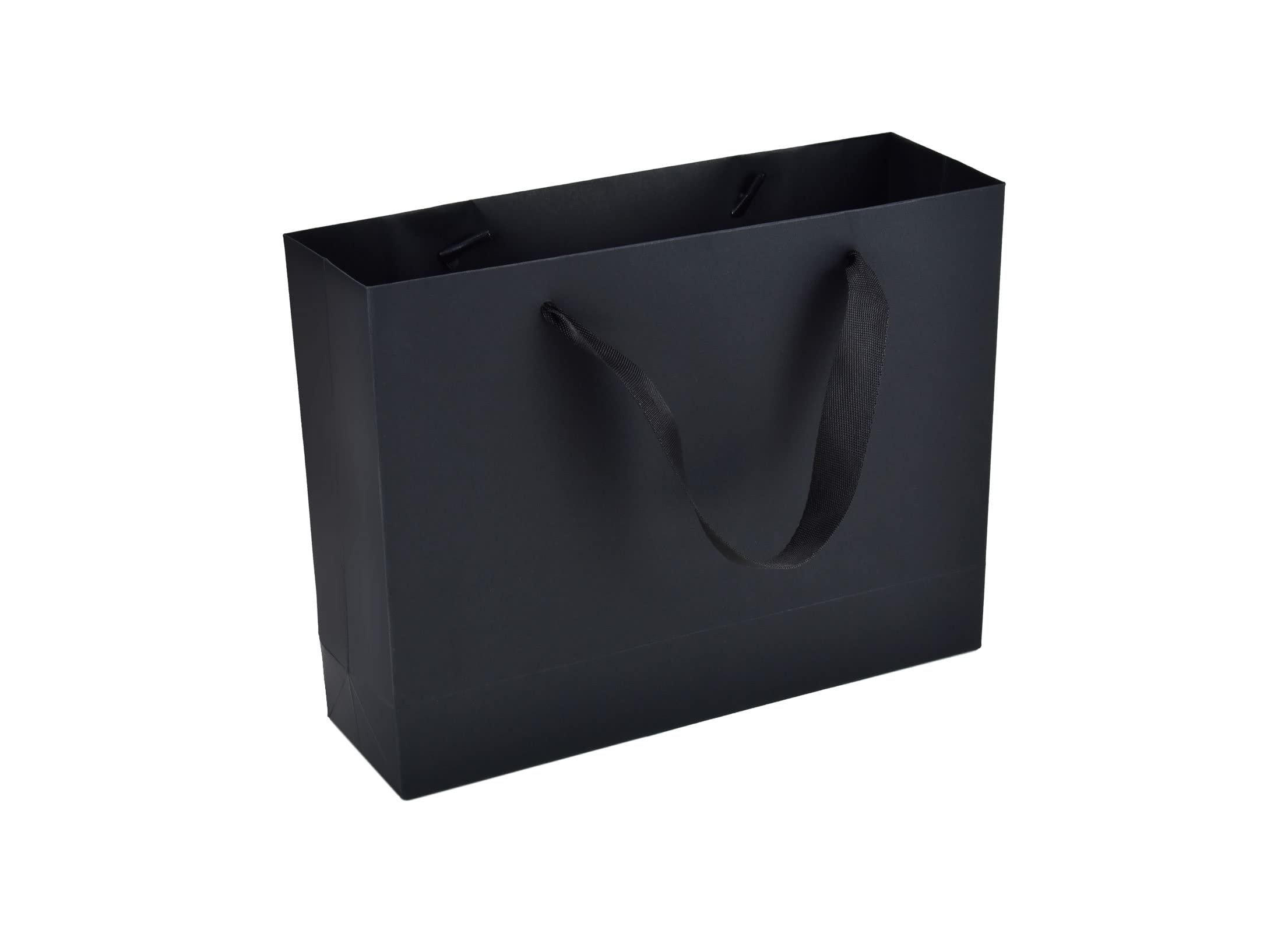 HUAPRINT 20Pcs Black Paper Gift Bags with Ribbon Handles - 10.6x8.3x3.1 Inches - Bulk Shopping Bags for Retail, Wedding Favors, Party Supplies & Merchandise Packaging | Perfect for Clothing, Lunch, Crafts & Business Gifting