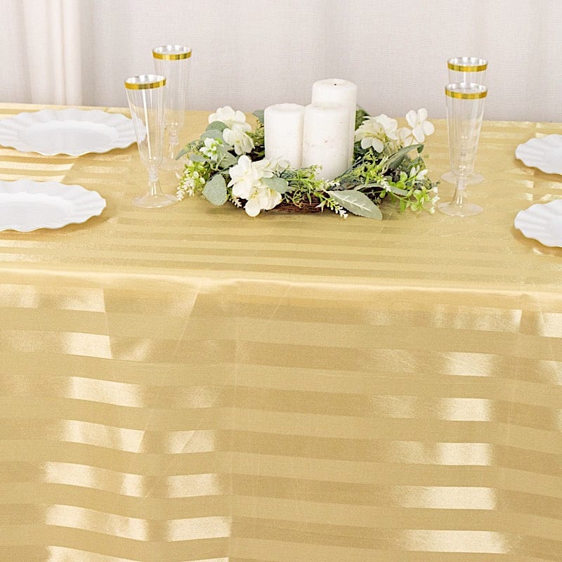 90x132 Inch Striped Satin Rectangular Tablecloth - Elegant Wedding Banquet Table Linen for Formal Dinners, Parties & Special Events