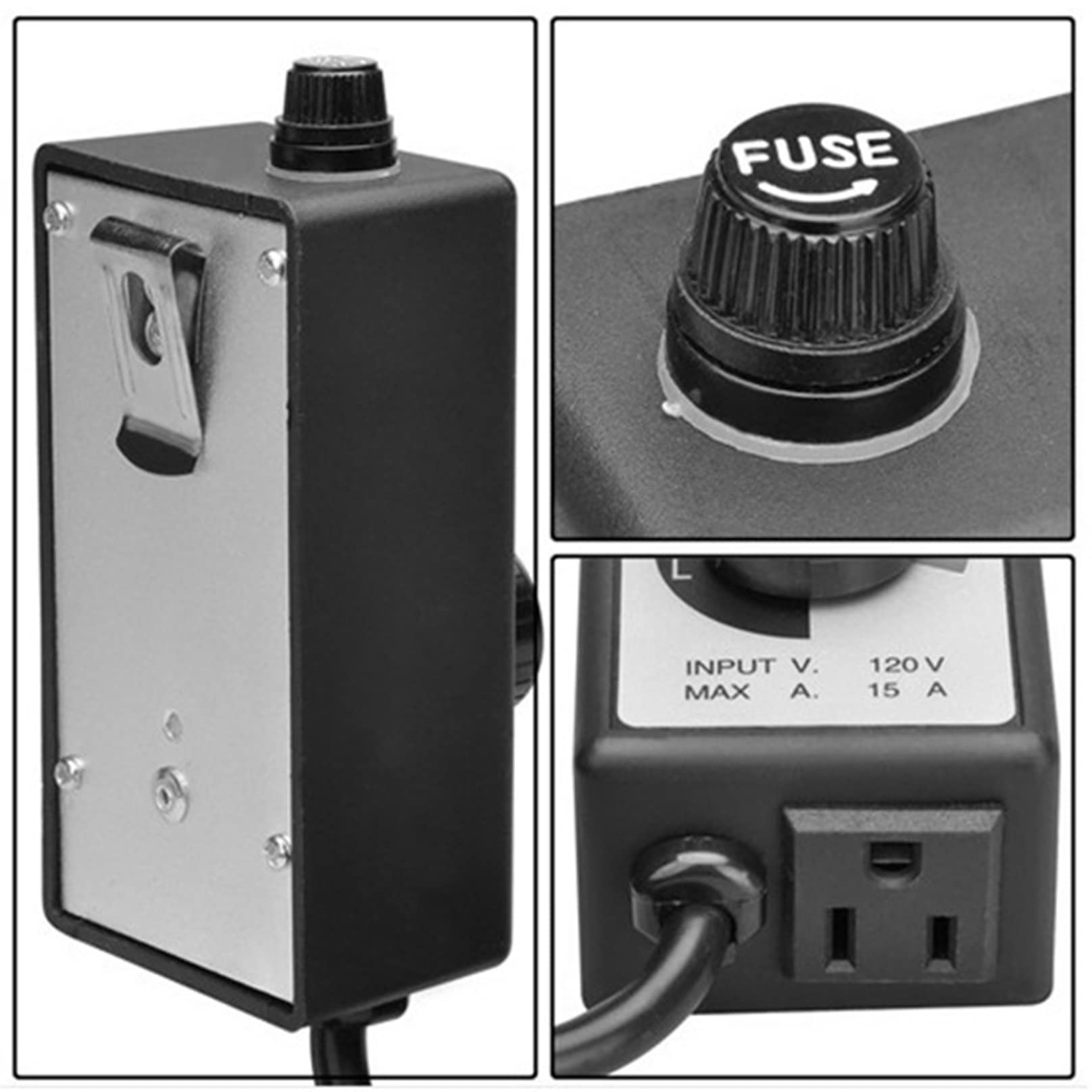 1500W 15A Variable Vent Fan Speed Controller - Inline Duct Fan Adjuster for Hydroponics, Exhaust & Ceiling Fans - US Plug 120V/60Hz - Perfect for Grow Rooms, Greenhouses & Home Ventilation Systems