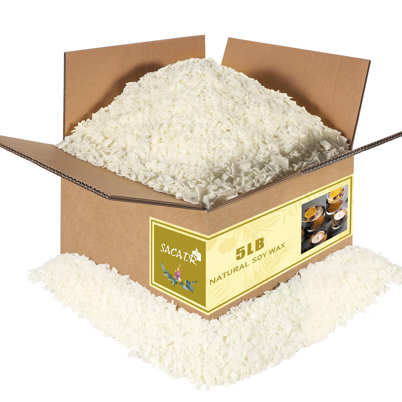 Premium 5LB 100% Pure Natural Soy Wax for Candle Making - No Additives, Non-GMO, Eco-Friendly Candle Wax for DIY Candles, Wax Melts, and Home Fragrance Projects - Perfect for Aromatherapy, Gifts, and Relaxation