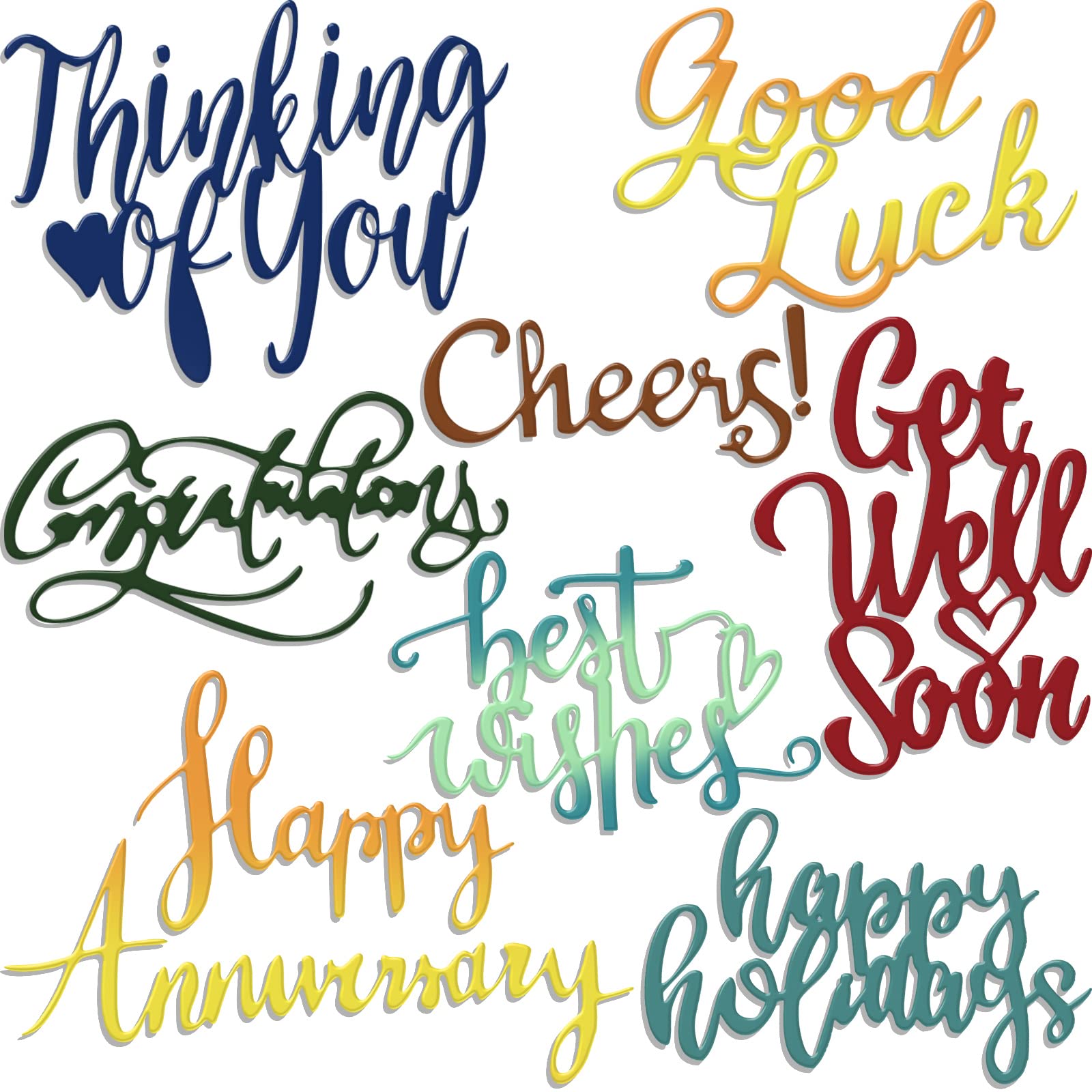 16-Piece Word Cutting Dies Set for Card Making - Classic Style Embossing Script Dies for DIY Scrapbooking, Invitations & Greeting Cards - Perfect for Wedding, Birthday & Holiday Craft Projects