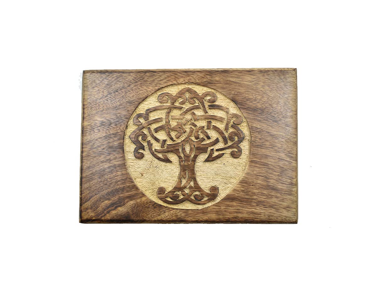 Hand Carved Wooden Decorative Box with Tree of Life Design - Jewelry Organizer, Keepsake Box & Treasure Chest for Women | Perfect Gift for Her, Home Decor, Wedding, Anniversary & Special Occasions