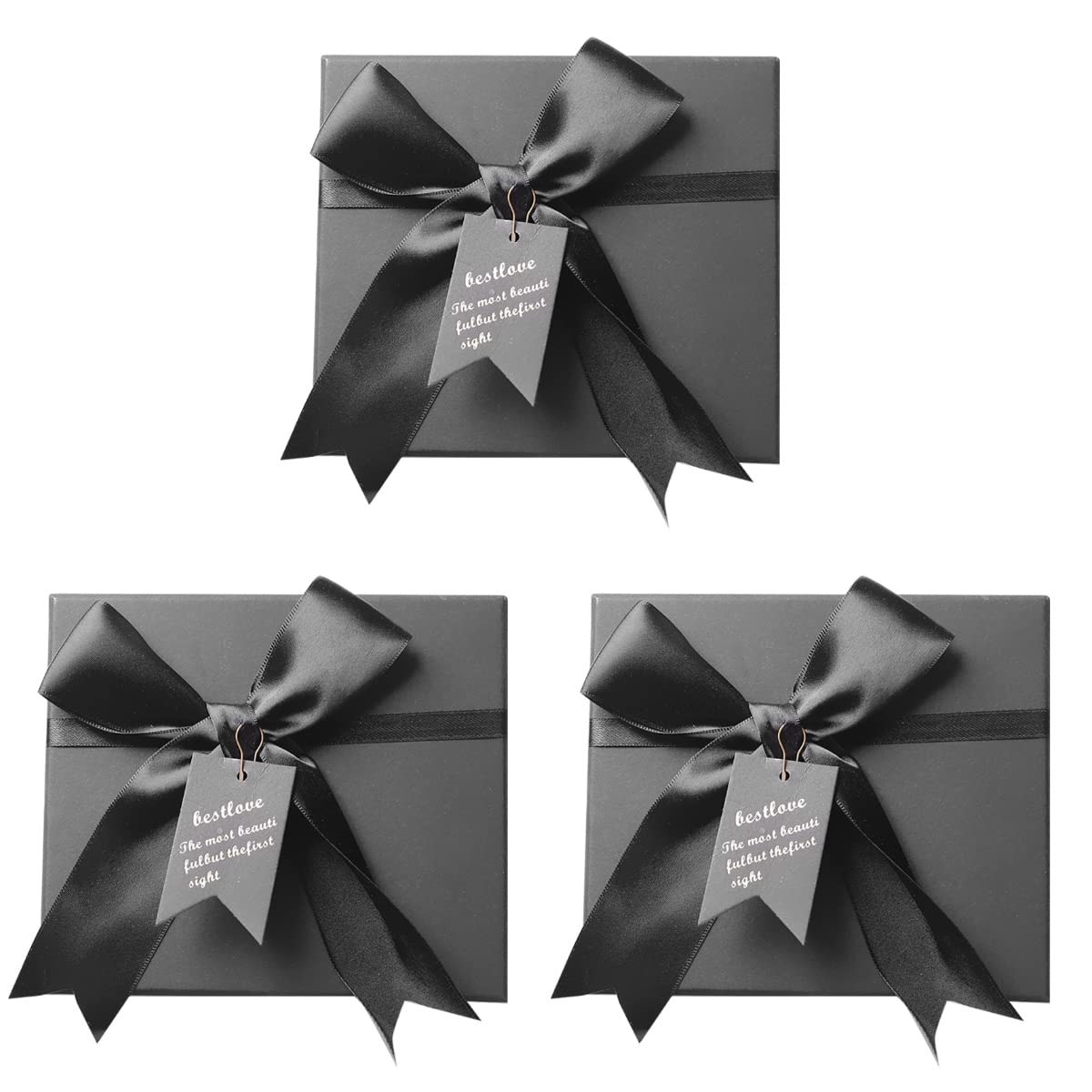 Elegant Black Bowknot Gift Box Set of 3 - Premium Paper Gift Packaging for Weddings, Valentine's Day & Special Occasions | Valentine's Day Decor, Party Favors, Jewelry & Luxury Gift Wrapping