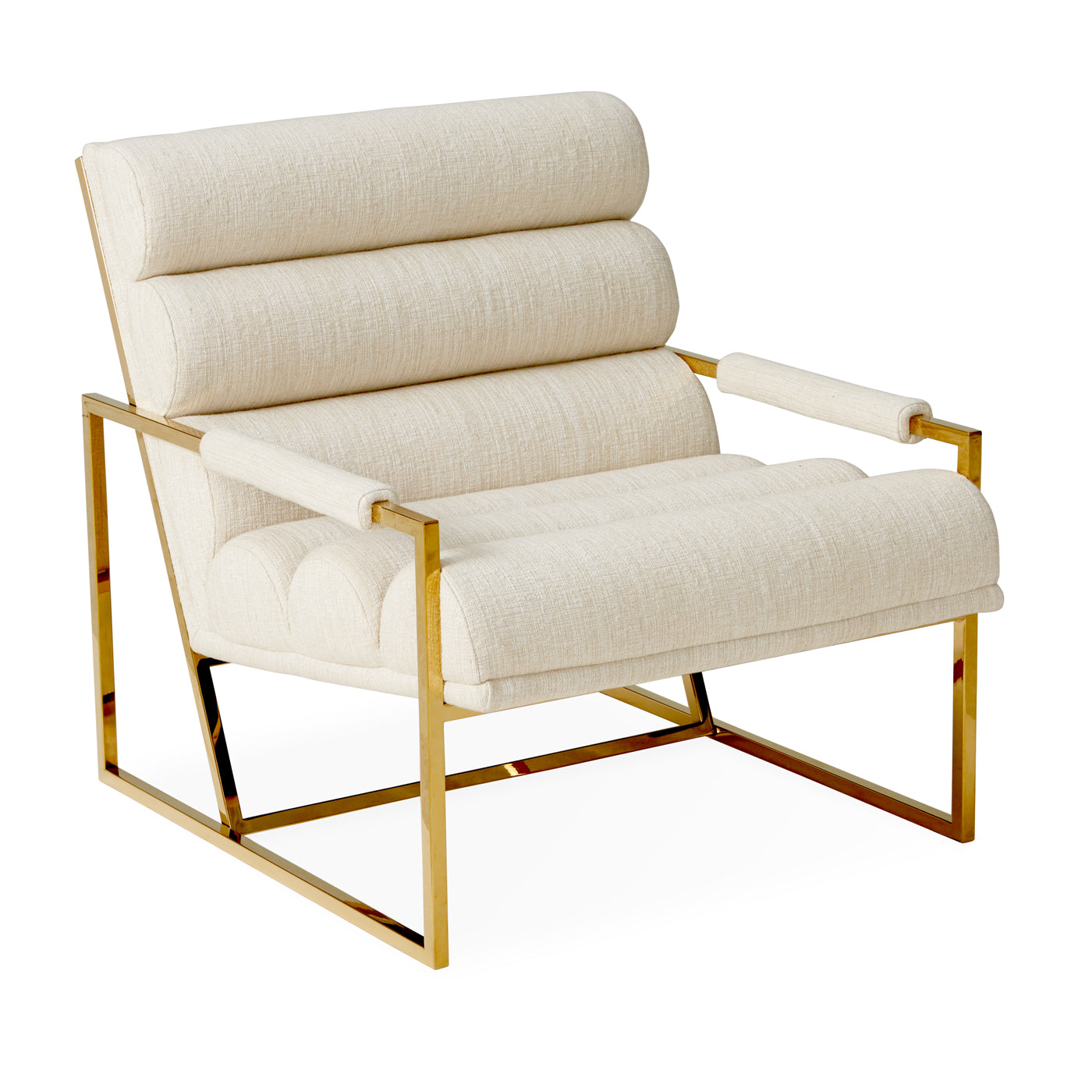 Channeled Goldfinger Lounge Chair - Mid-Century Modern Accent Chair for Living Room, Bedroom & Office - Upholstered in Premium Velvet with Gold Metal Legs - Perfect for Relaxing, Reading & Decorating Spaces