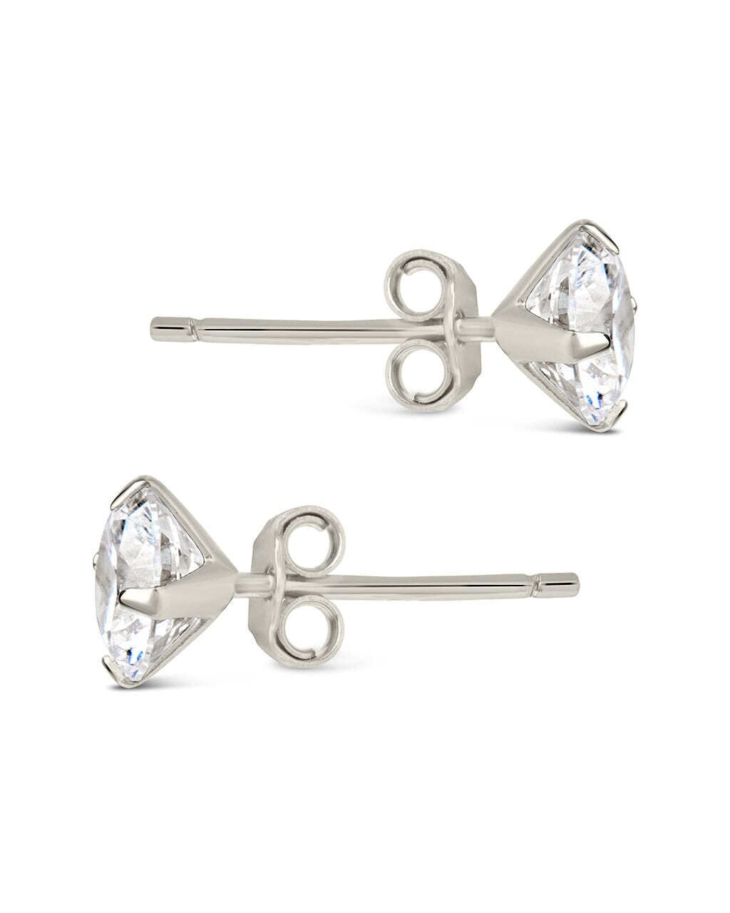 Men's Sterling Silver 6mm Cubic Zirconia Stud Earrings - Elegant CZ Jewelry for Gifts, Weddings & Special Occasions