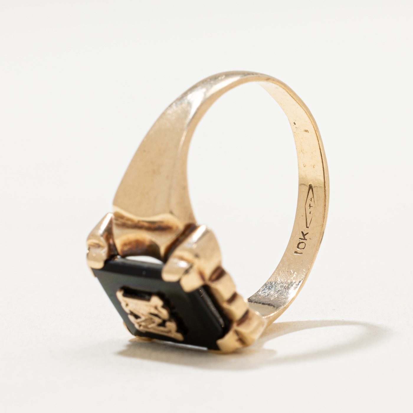 10K Gold Onyx 'M' Initial Ring for Women - 1.30ct Black Onyx Stone - Size 7 - Elegant Personalized Jewelry Gift for Birthday, Anniversary & Special Occasions