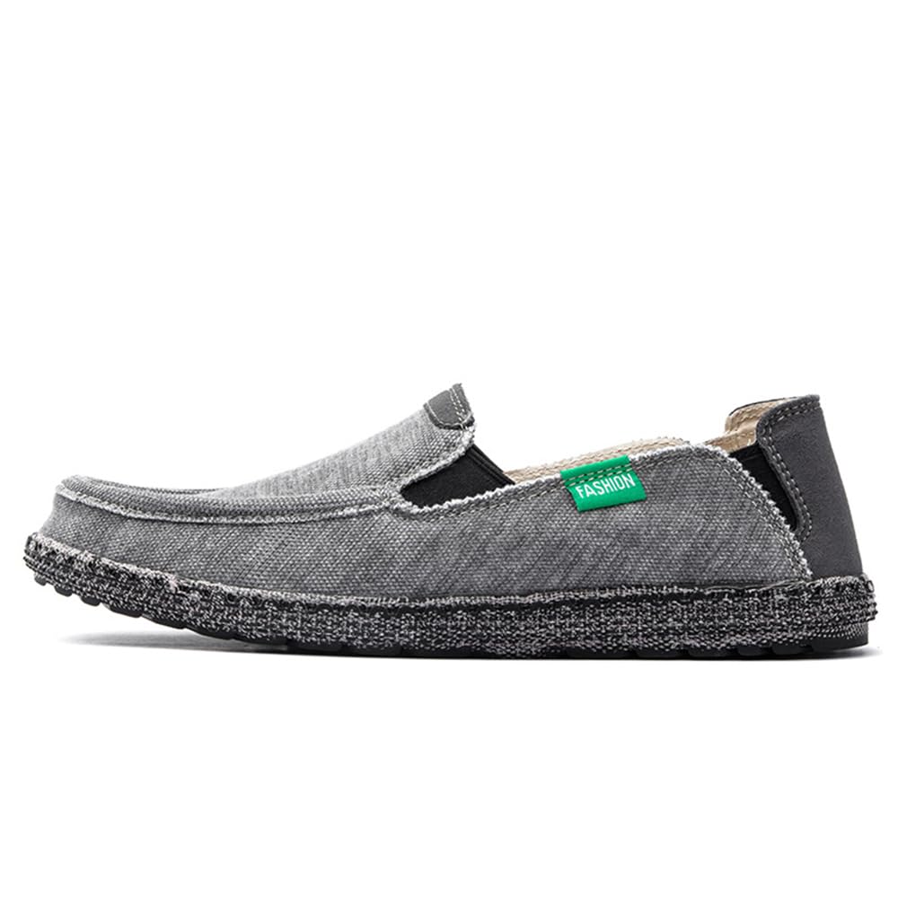 JAMONWU Men's Slip-On Canvas Loafers - Breathable Casual Boat Shoes for Men - Vintage Style Deck Shoes for Walking, Travel & Everyday Wear