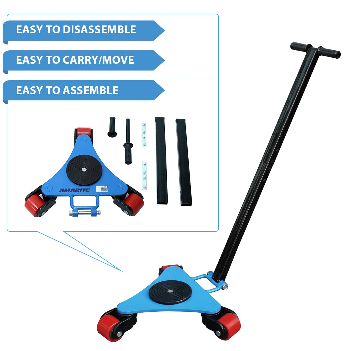 Heavy Duty Machine Skates 4400lbs Capacity - 2 Ton Machinery Movers with 3 Swivel Casters for Workshop, Warehouse & Industrial Equipment Transport - Perfect for Moving CNC Machines, Lathes & Heavy Machinery
