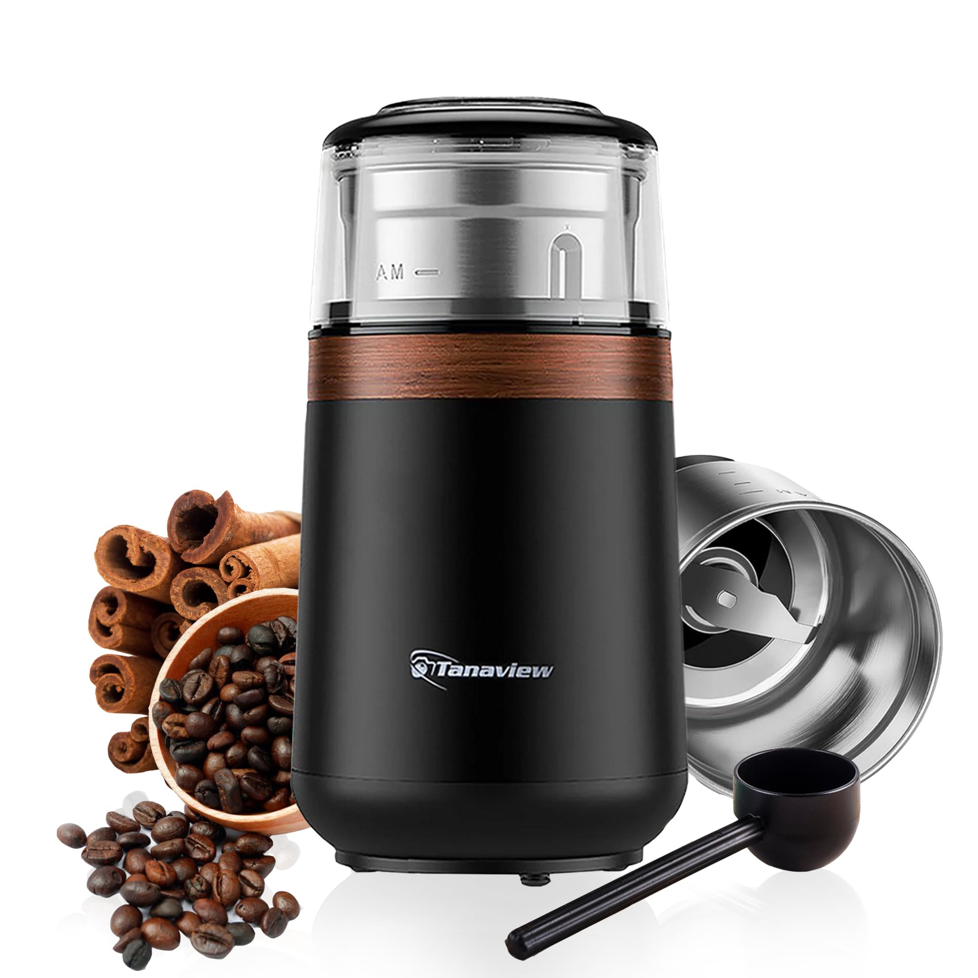 Premium Electric Coffee Grinder for Beans, Spices & Herbs - 150W Stainless Steel Blades with Removable Bowl - Grinds Up to 2.5oz/70g - Perfect for Fresh Coffee, Baking & Kitchen Use - Makes 12 Cups