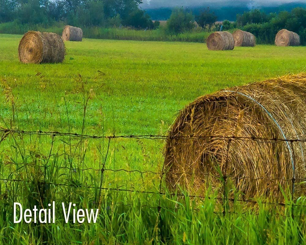 Farmland Rural Photography Print - Original Hay Bale Framed Wall Art Decor for Country Home, Farmhouse & Rustic Living Room