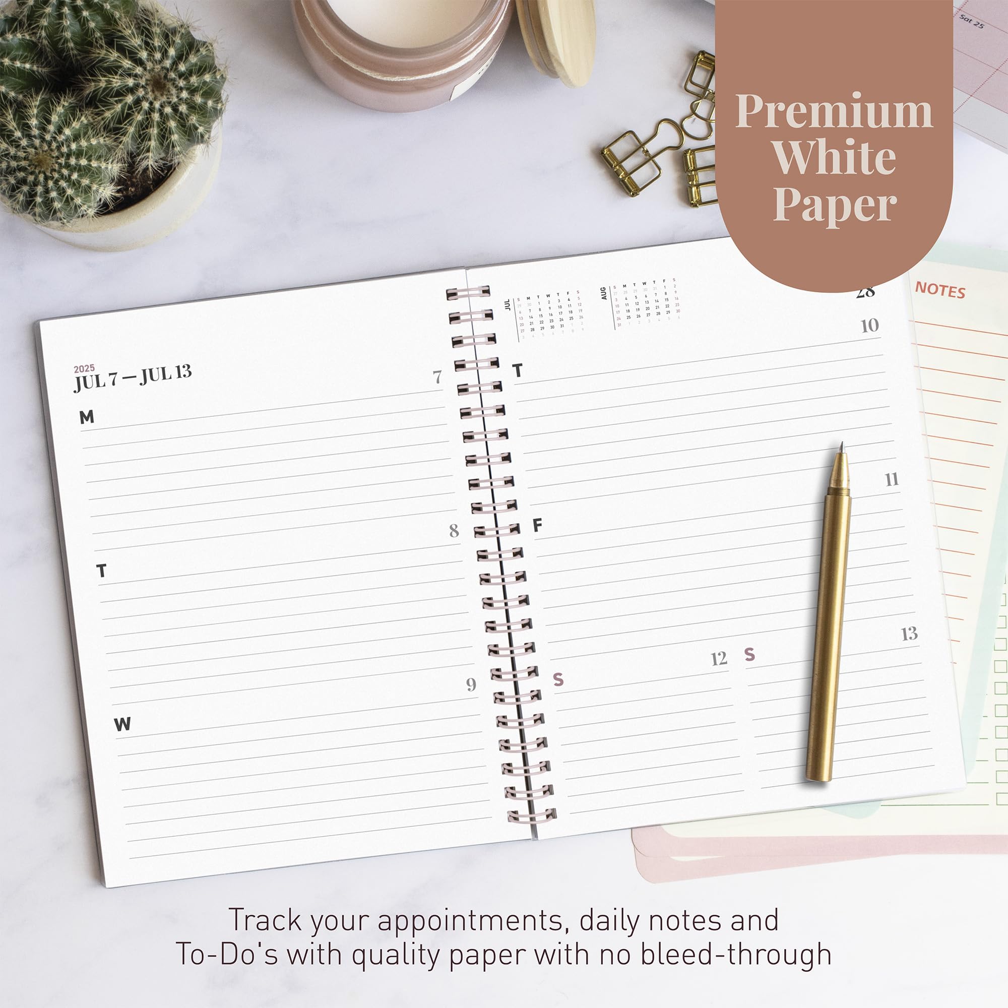 Rileys 2025 Weekly Planner - 8 x 6 Inch Pink Typographic Annual & Monthly Agenda Organizer with Flexible Cover, Notes Pages & Twin-Wire Binding | Perfect for Students, Professionals & Goal Tracking