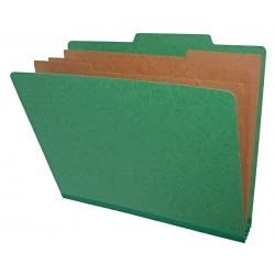 Moss Green Pressboard Classification Folders with 3 Dividers & 8 Fasteners - Top Tab/Drawer Style for Office, School, and Home Organization - Perfect for Filing Documents, Reports, and Important Papers