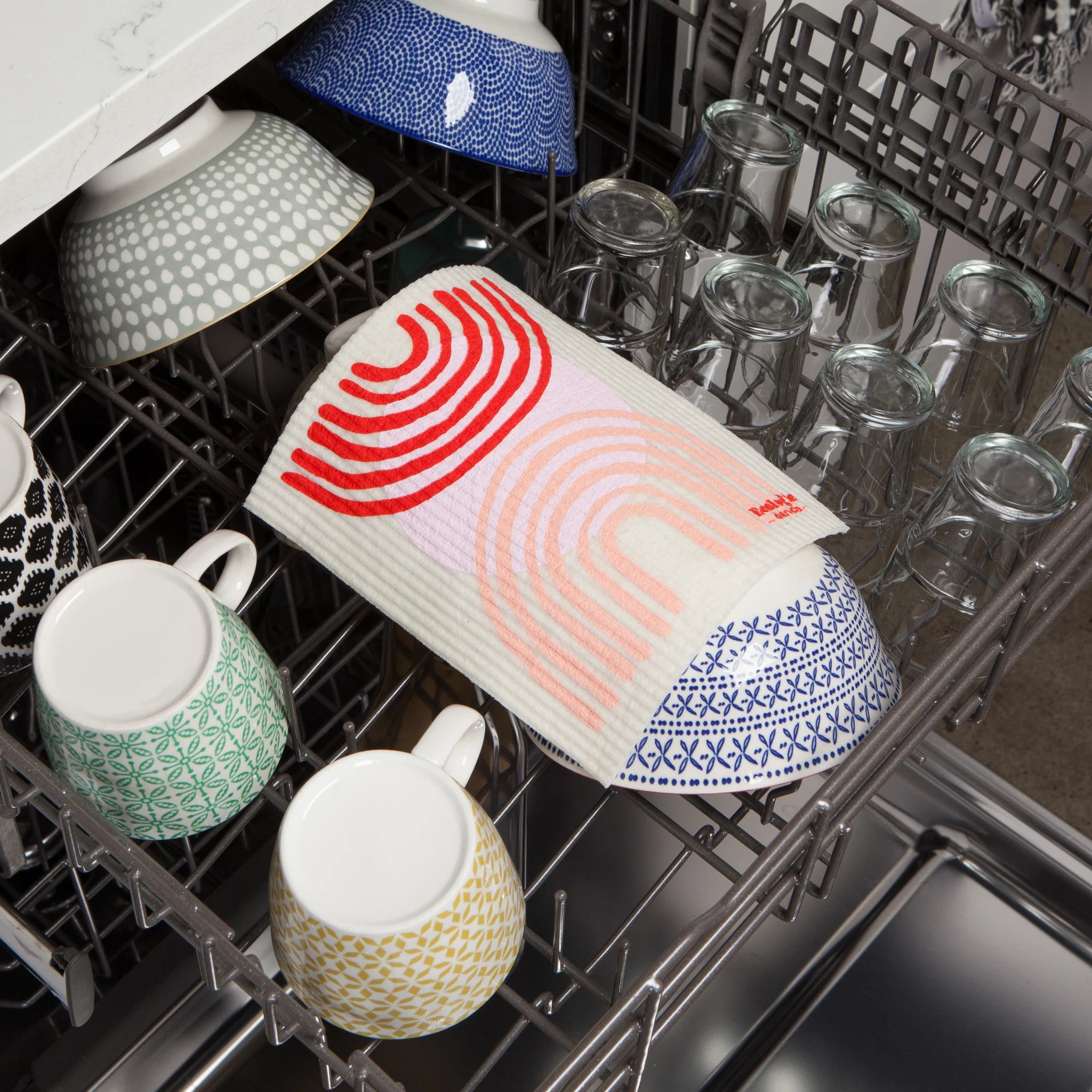 Eco-Friendly Swedish Dish Cloth - Reusable & Absorbent Kitchen Cleaning Cloth for Dishes, Countertops & Windows | Biodegradable & Sustainable Home Cleaning Accessories (Contour Design) - Perfect for Eco-Conscious Homes & Zero Waste Living