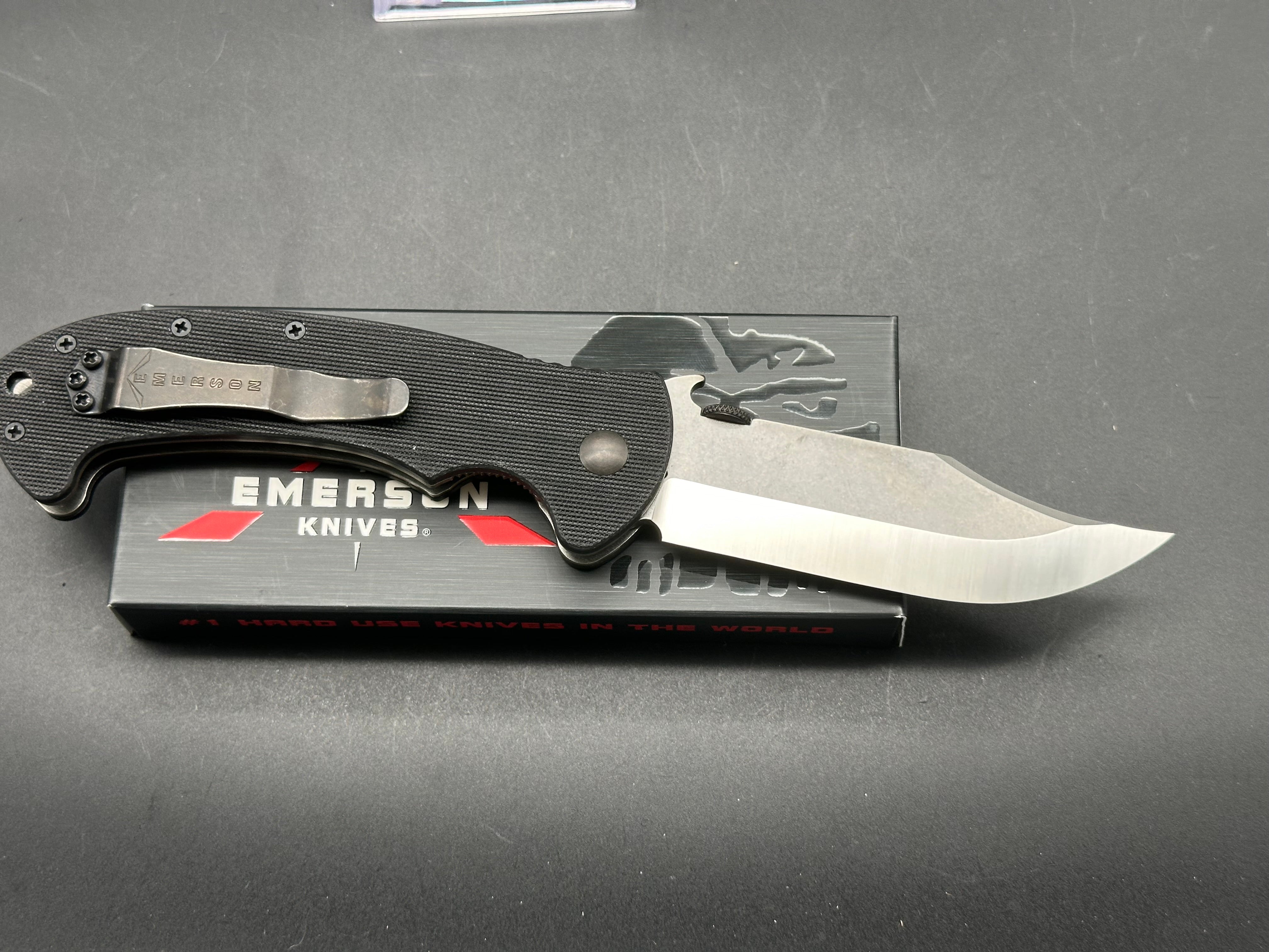Emerson CQC 13 Bowie Knife - Black G10 Handle with 154CM Steel Blade for Outdoor Survival, Hunting & Tactical Use