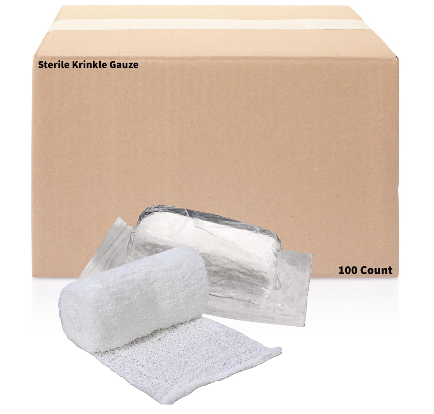 100% Cotton Sterile Krinkle Gauze Rolls - Highly Absorbent 6-Ply Medical Bandage (4.5
