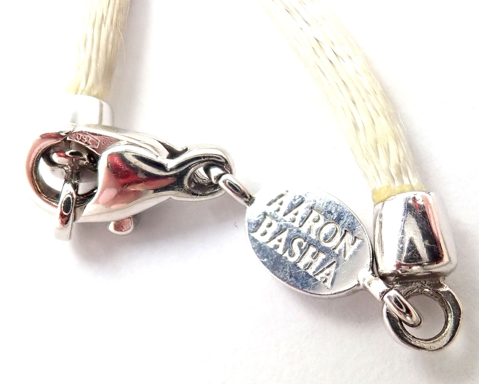 Authentic Aaron Basha 18k White Gold Diamond Enhancer Necklace with 3 Charms Spacer - Elegant Jewelry for Weddings, Anniversaries & Special Occasions
