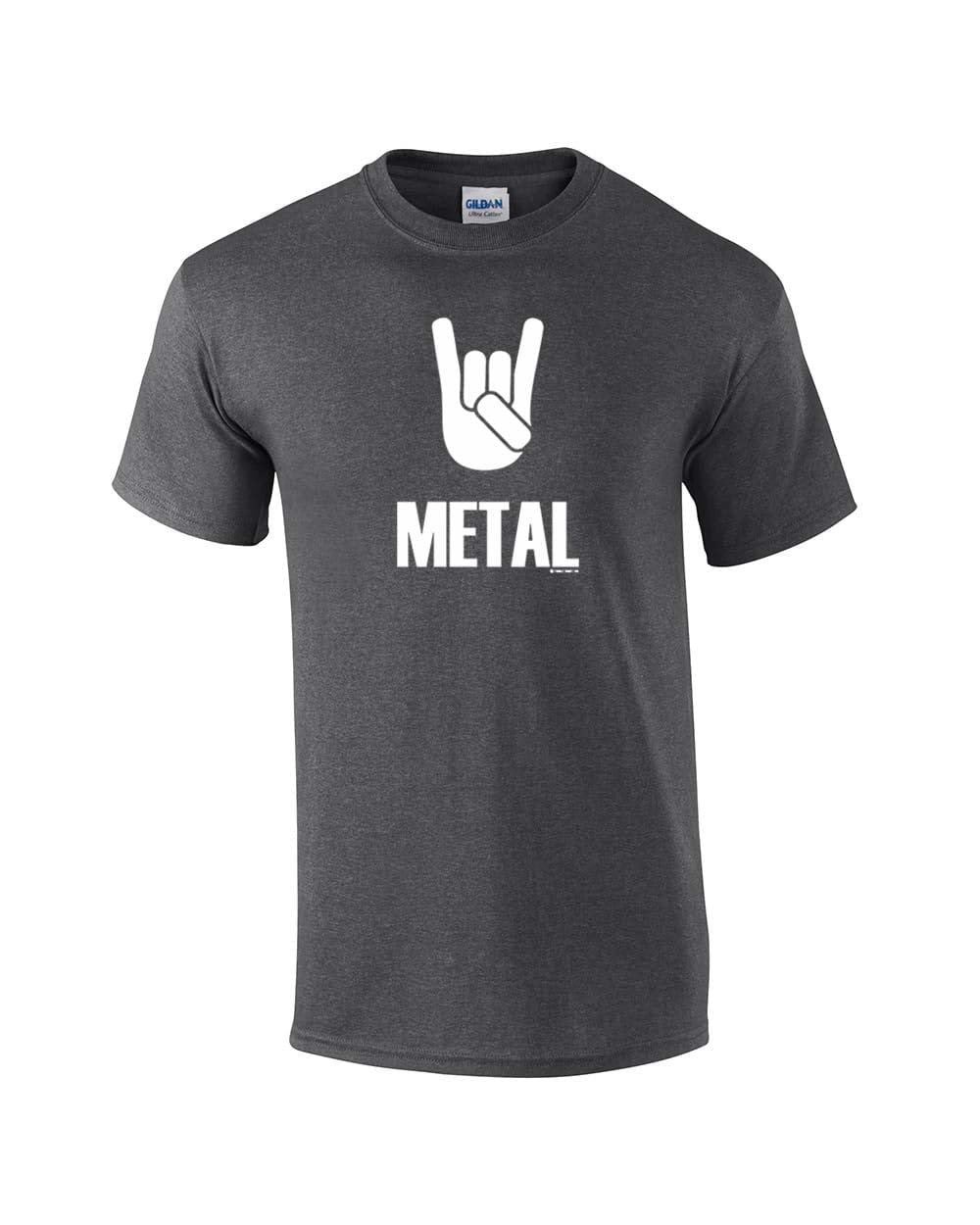 Heavy Metal Short Sleeve T-Shirt | Vintage Rock Music Tee with Bullhorn & Horns Design | 80s 90s Retro Style | Perfect for Concerts, Parties & Rock Fans