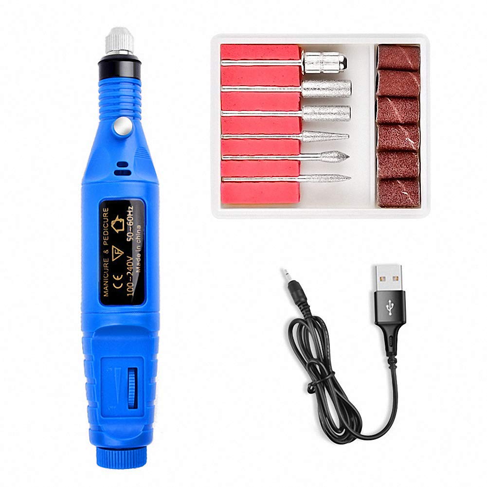 Professional Electric Nail Drill Kit - Rechargeable Manicure & Pedicure Machine with 6 Bits, Nail File Buffer for Acrylic Nails, Toe Care & Polish - Perfect for Salon, Home Use & DIY Nail Art