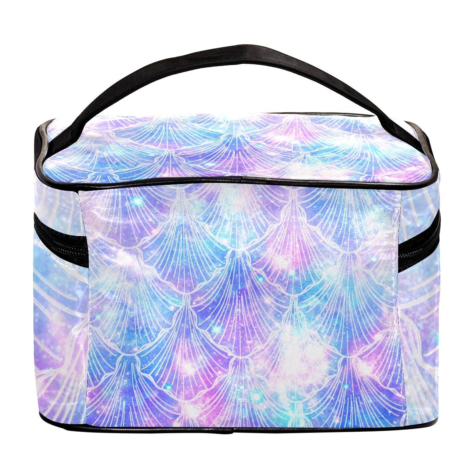 Mermaid Scale Galaxy Pattern Large Cosmetic Bag - Waterproof Travel Makeup Organizer with Zipper, Toiletry Pouch for Women & Girls | Perfect for Vacation, Gym, Beach & Daily Essentials Storage