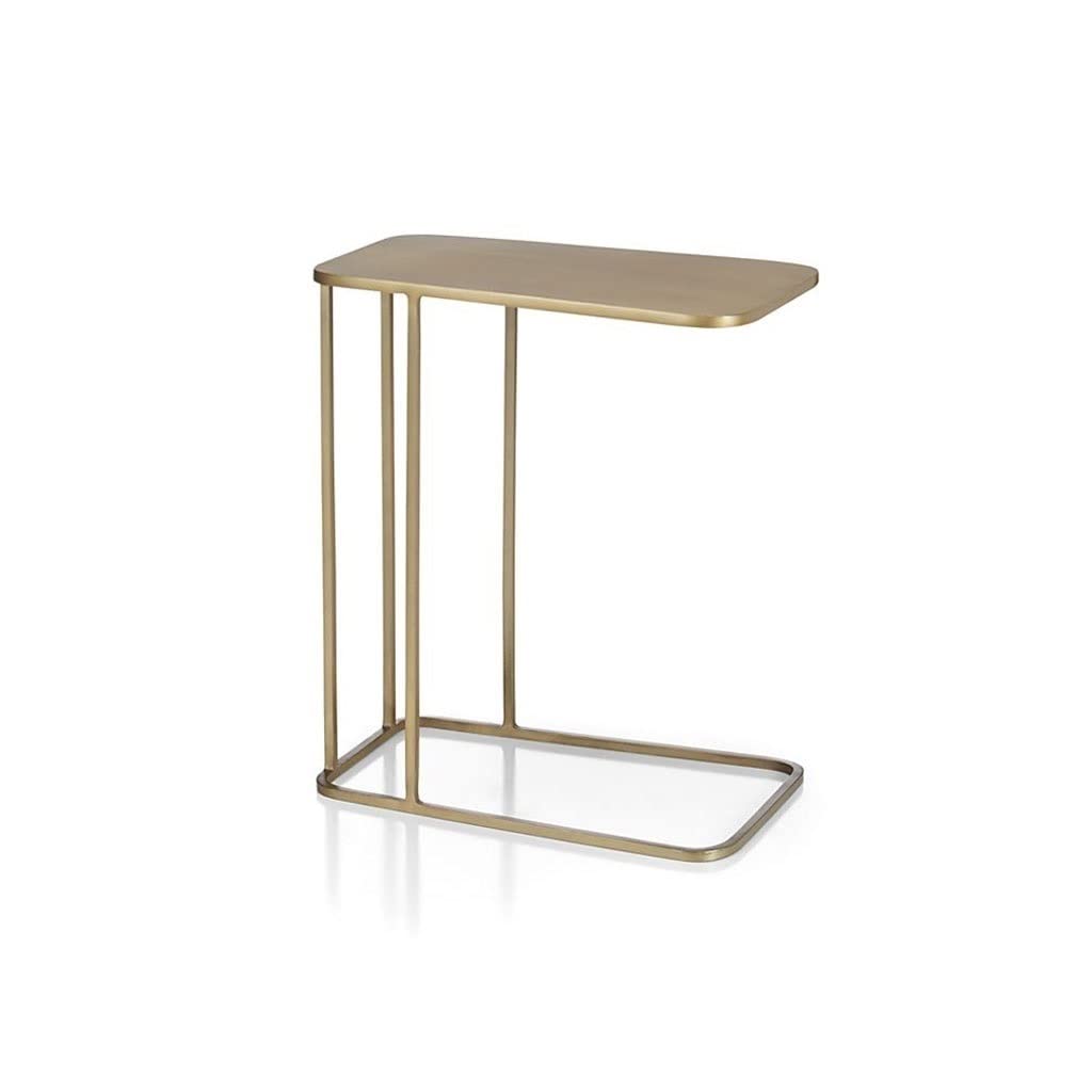 HSAN C-Shaped Metal End Table - Gold Vintage Sofa Side Table for Living Room, Slim & Easy Assembly, Perfect for Small Spaces, Coffee Table, Couch Table, Bedside Table (Color: A)