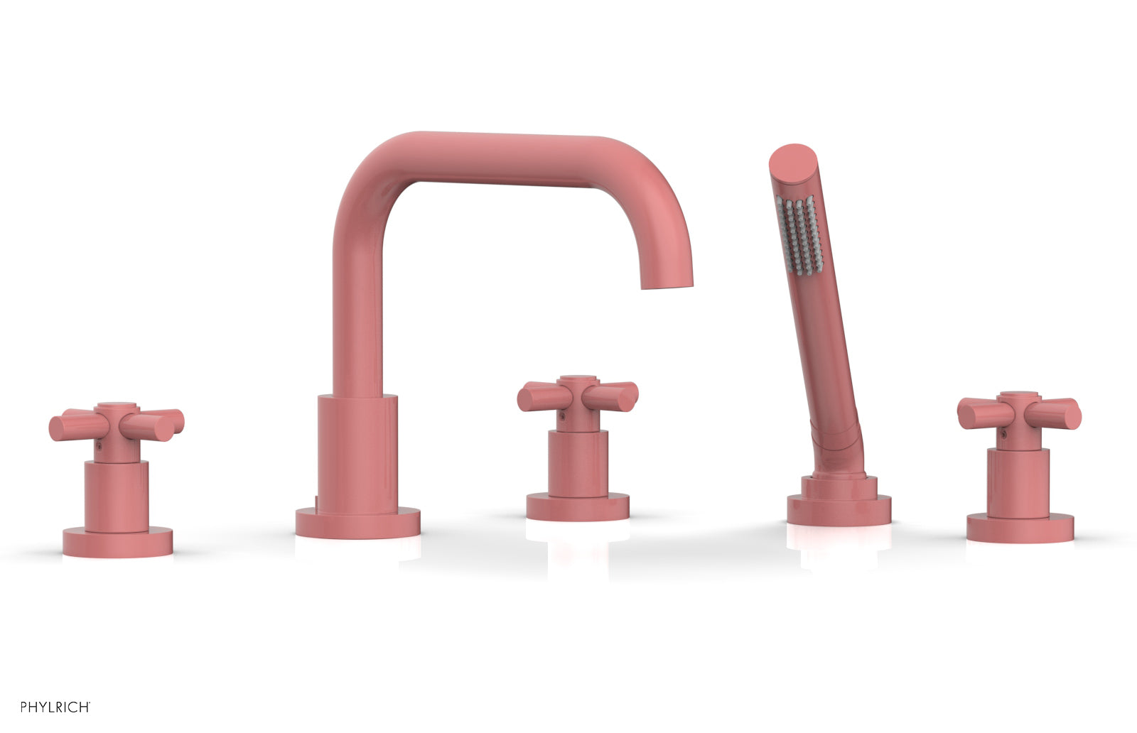 Premium Deck Mount Tub Faucet with Hand Shower - D2136D1 Tubular Cross Handles for Bathroom Sink & Bathtub | Perfect for Modern Home Renovation & Spa-Like Bathing Experience