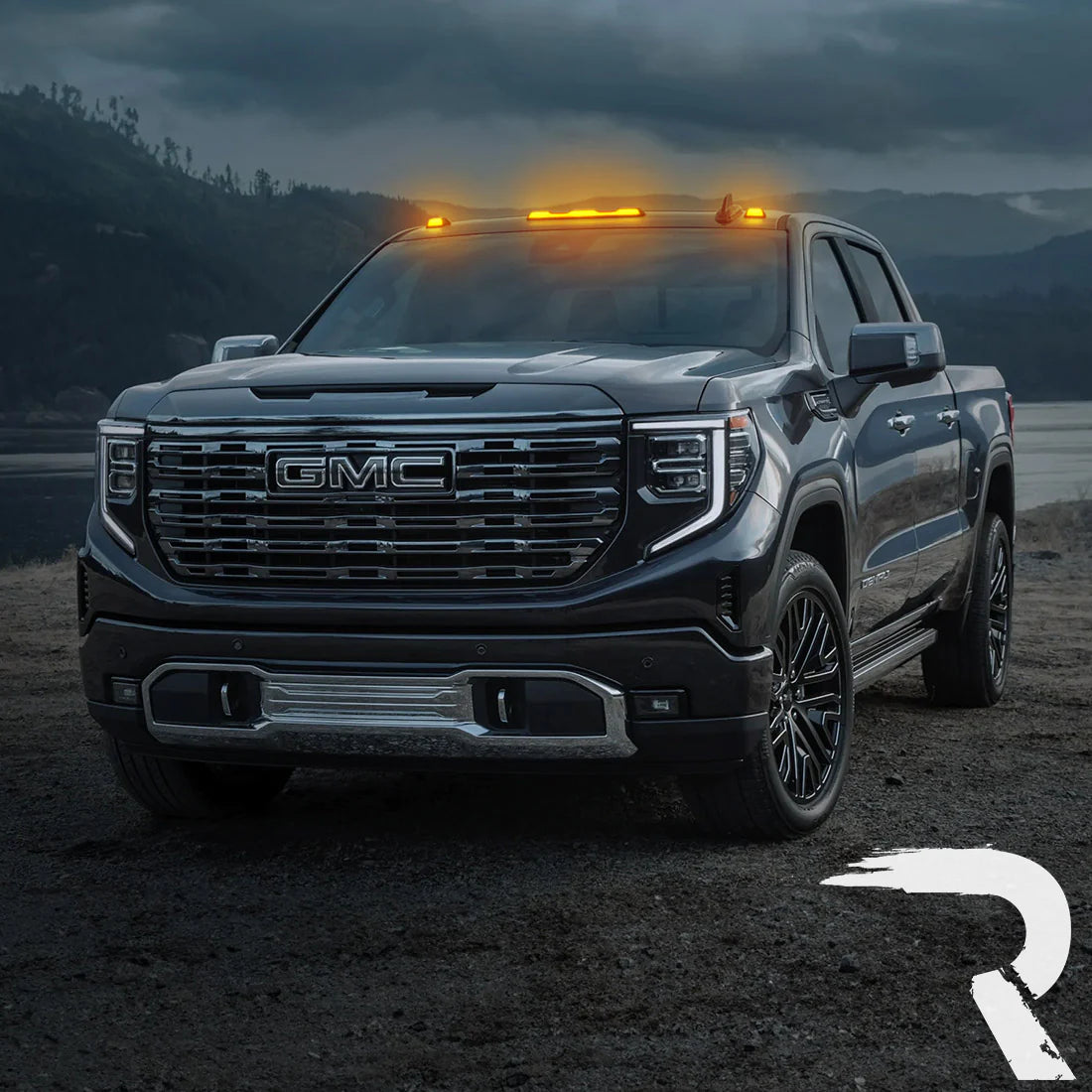 GMC & Chevy 20-24 4th Gen Heavy Duty 3-Piece Amber Cab Roof Light Lens with LED - OEM Replacement for Truck Cab Lights - Perfect for Off-Roading, Night Driving & Emergency Vehicles