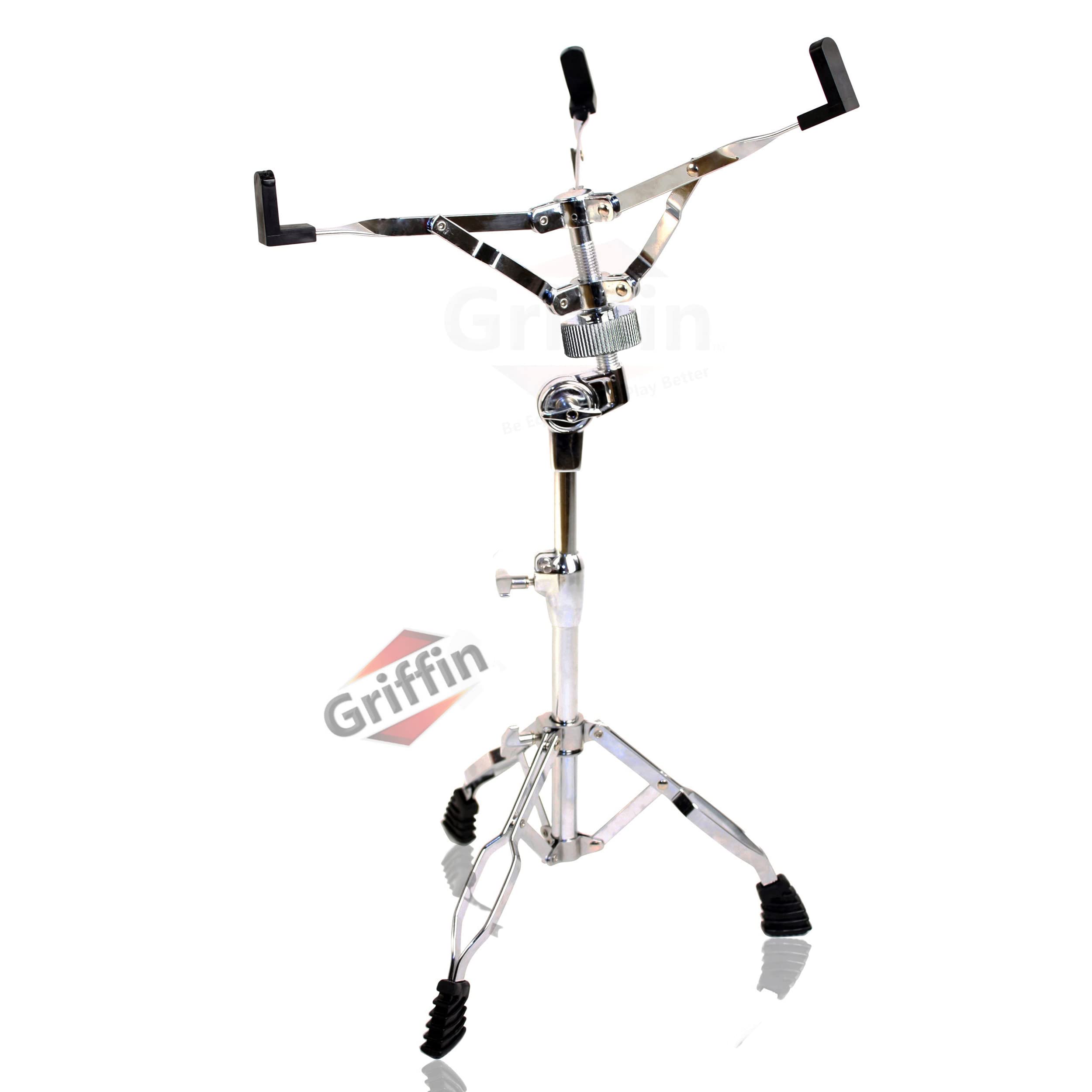 Premium GRIFFIN 4-Piece Cymbal Stand Hardware Pack - Full Size Drum Kit with Snare Mount, Hi-Hat Pedal, Boom & Straight Stands - Lightweight Portable Percussion Equipment for Live Gigs, Studio Recording & Drum Practice