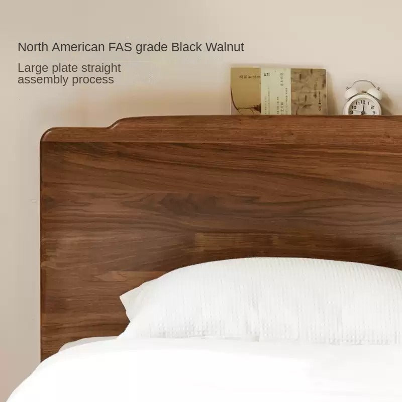 Solid Black Walnut Wood King Size Bed with LED Lighting - Perfect for Master Bedroom, Guest Room & Luxury Home Decor