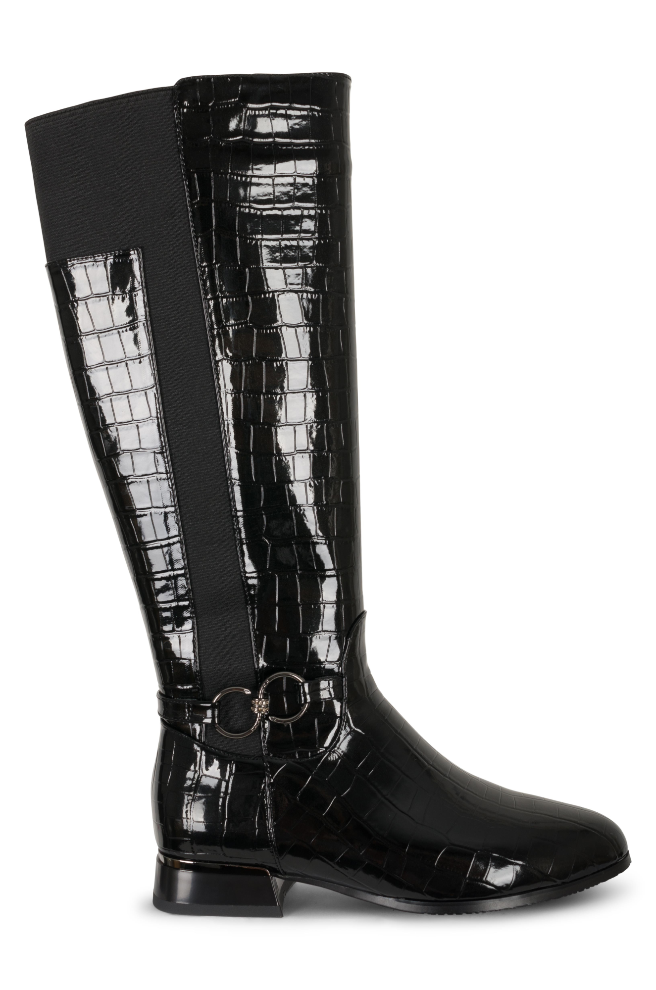 Stylish Black Faux Patent Leather Knee High Boots for Women - REED ZZ - Perfect for Office, Party & Evening Outfits