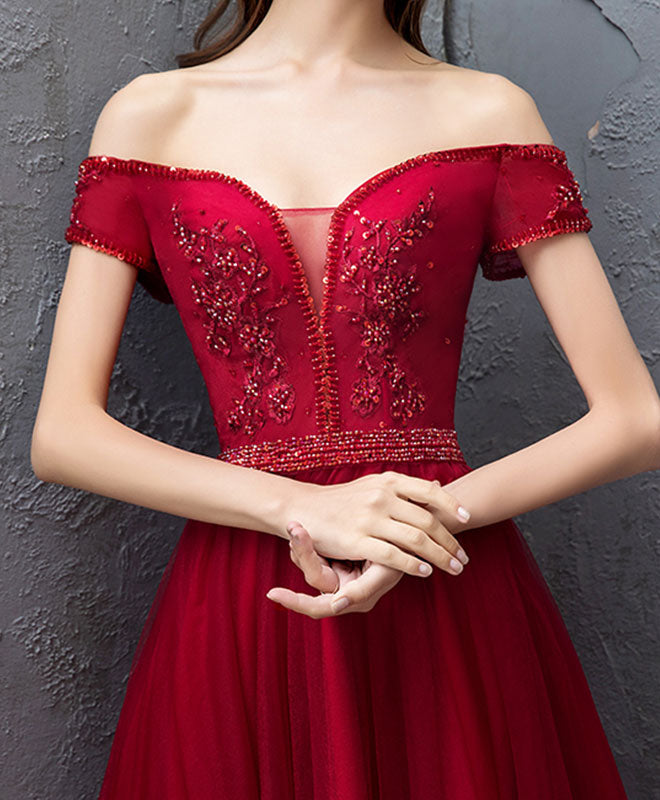 Elegant Burgundy Sweetheart Off-Shoulder Long Prom Dress for Women | Formal Evening Gown for Homecoming, Wedding, and Special Occasions