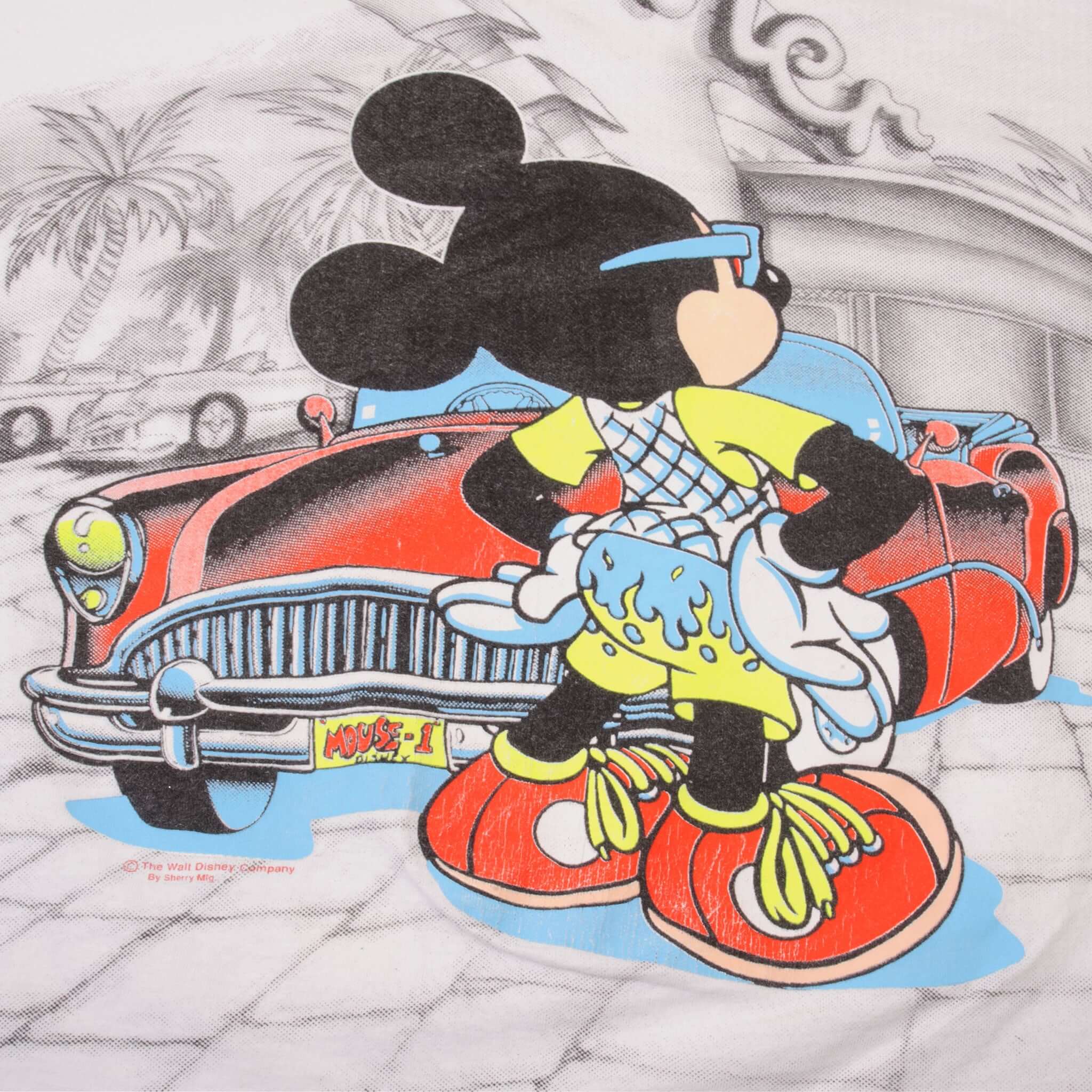 Vintage Disney Mickey Mouse All Over Print T-Shirt Large - 1990s USA Made - Casual Wear & Retro Fashion for Men & Women