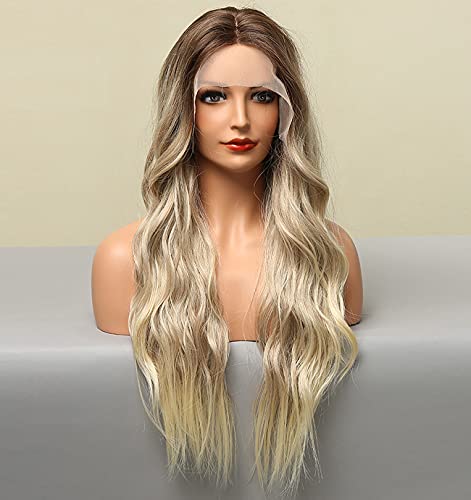 Platinum Blonde Ombre Lace Front Wig - Natural Looking Human Hair Wig for Women | Perfect for Cosplay, Parties & Daily Wear