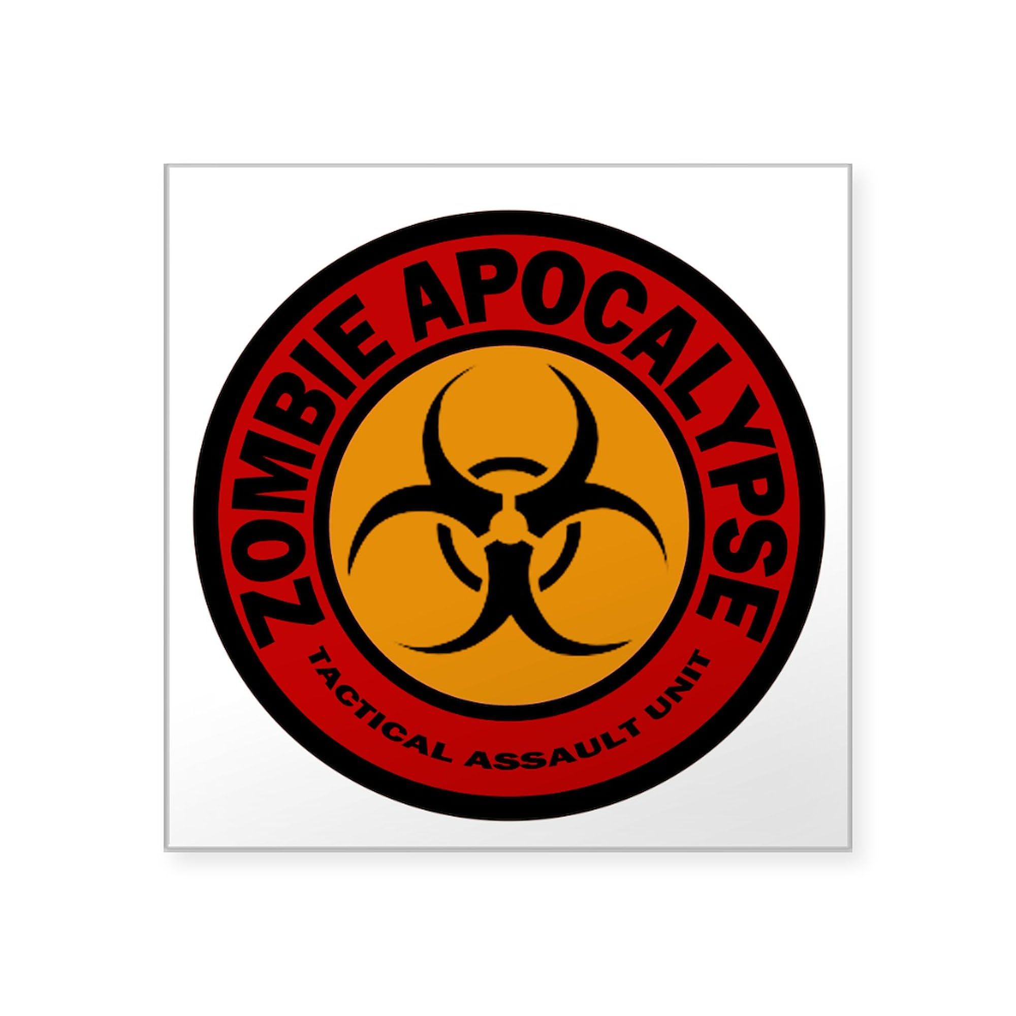 Zombie Apocalypse Tactical Square Sticker 3x3 Inch - Durable Bumper Decal for Cars, Laptops & Windows - Funny Survival Gear for Halloween & Gaming Fans