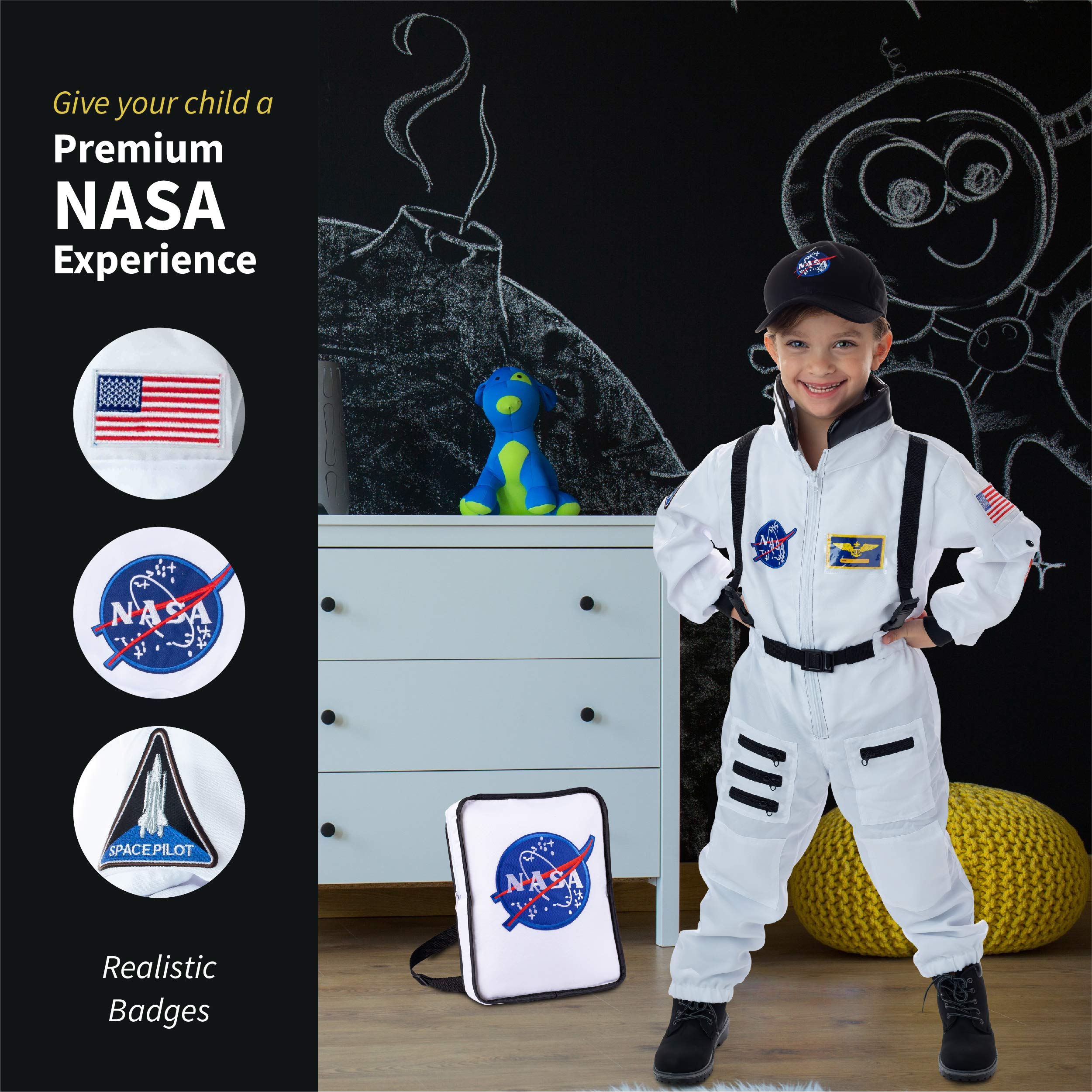 Born Toys Astronaut Costume for Kids Ages 3-7 | Washable Pretend Play Dress Up Outfit for Toddlers & Preschoolers - Perfect for Space-Themed Parties, Halloween & Imaginative Play