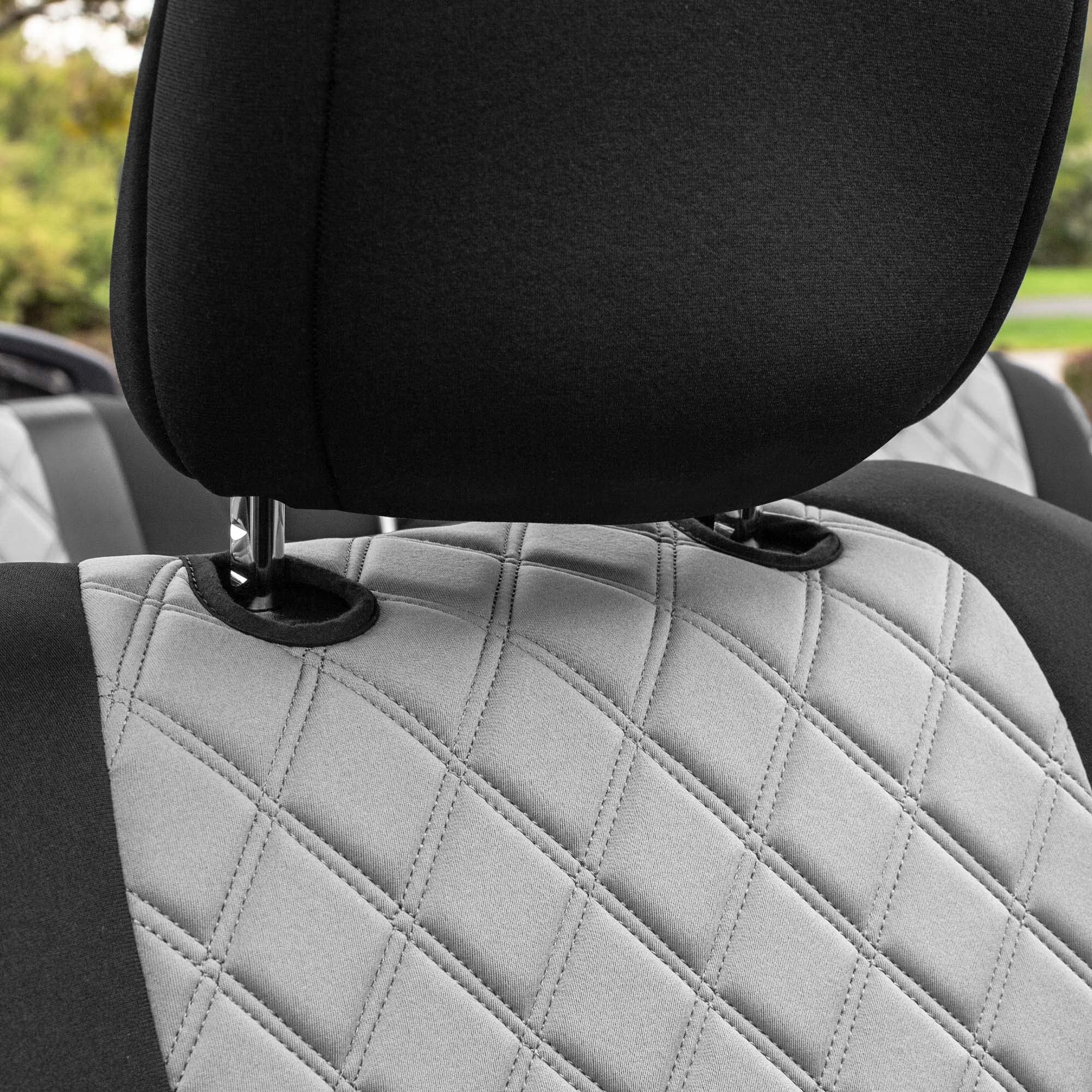 Premium Neoprene Waterproof Seat Covers for Jeep Wrangler JL 4-Door 2018-2023 - Custom Fit Front Set in Gray | All-Weather Protection & Enhanced Comfort for Off-Road Adventures & Daily Commutes