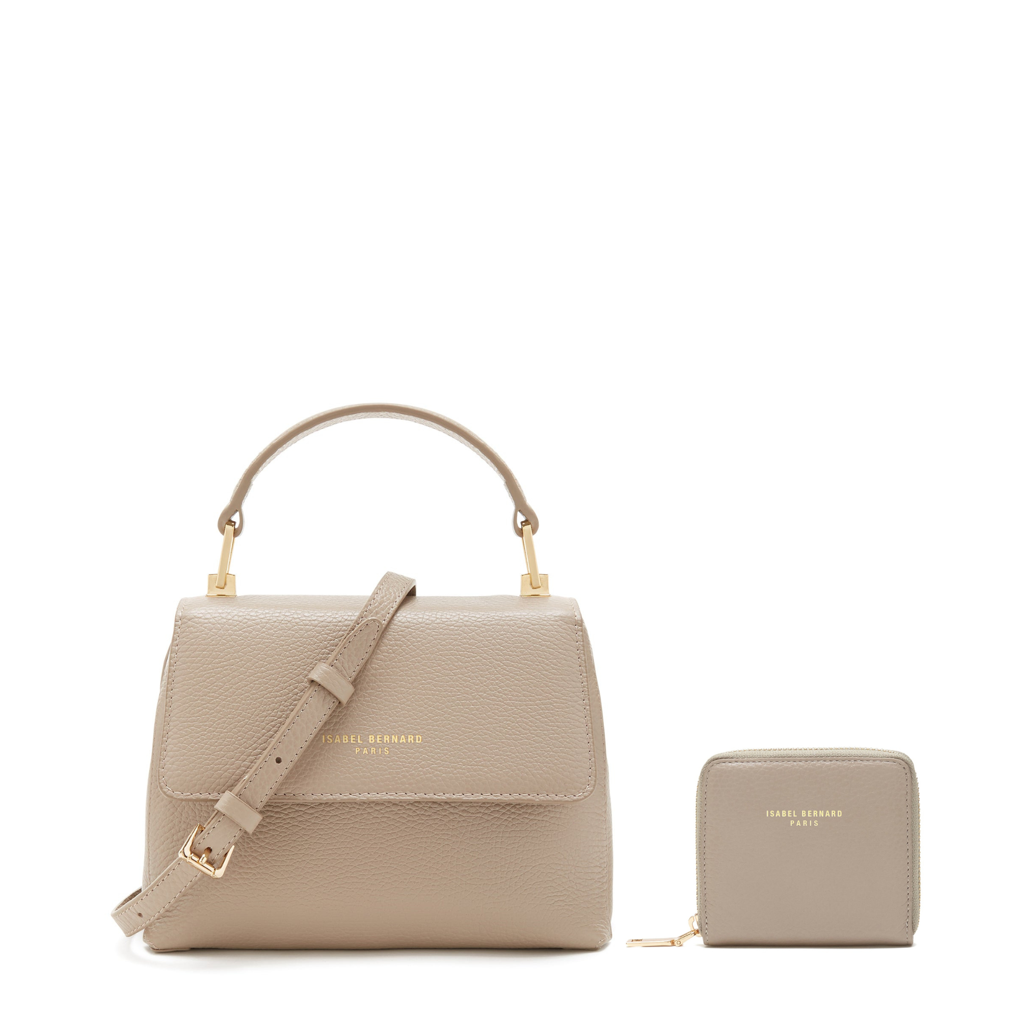 Isabel Taupe Calfskin Leather Handbag and Wallet Set for Women | Luxury Leather Purse & Card Holder Gift | Perfect for Work, Travel, and Everyday Use
