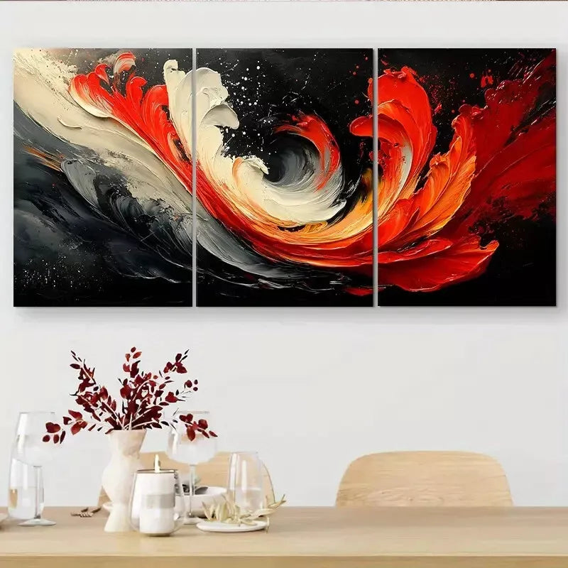 3-Piece Vibrant Abstract Vortex Swirl Wall Art Set - Framed Canvas Prints 50x70cm - High Quality Australian Made - Ready to Hang - Perfect for Living Room, Bedroom & Office Decor