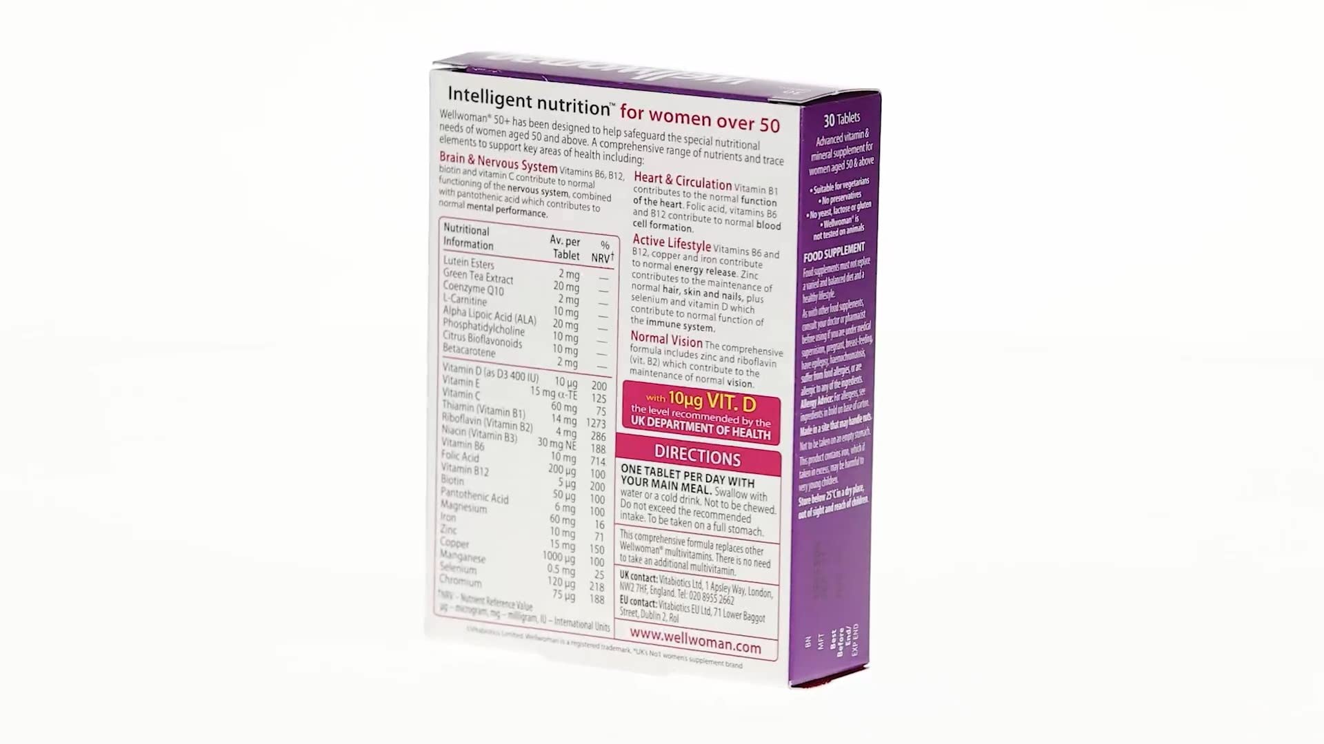 Wellwoman 50+ Multivitamin Supplement for Women - 30 Tablets (1 Pack) - Supports Energy, Immunity & Bone Health - Perfect for Active Lifestyles & Menopause Support