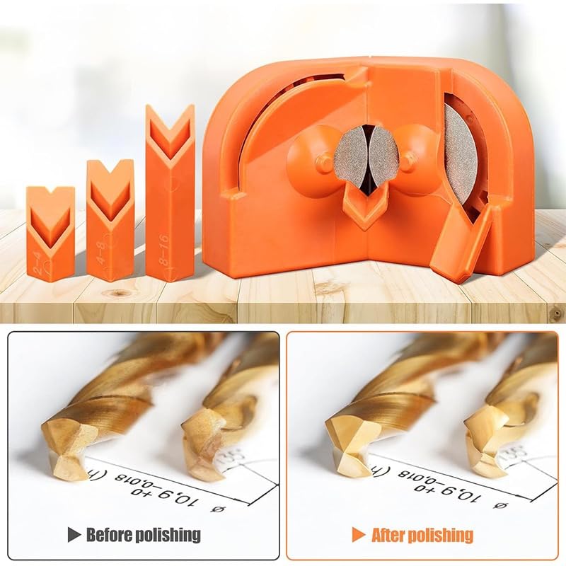 Electric Drill Bit Sharpener - High Hardness Multipurpose Grinding Tool for All Drill Bits & Knives (1PC, Orange) | Portable Sharpening Machine for DIY, Woodworking & Metalworking Projects