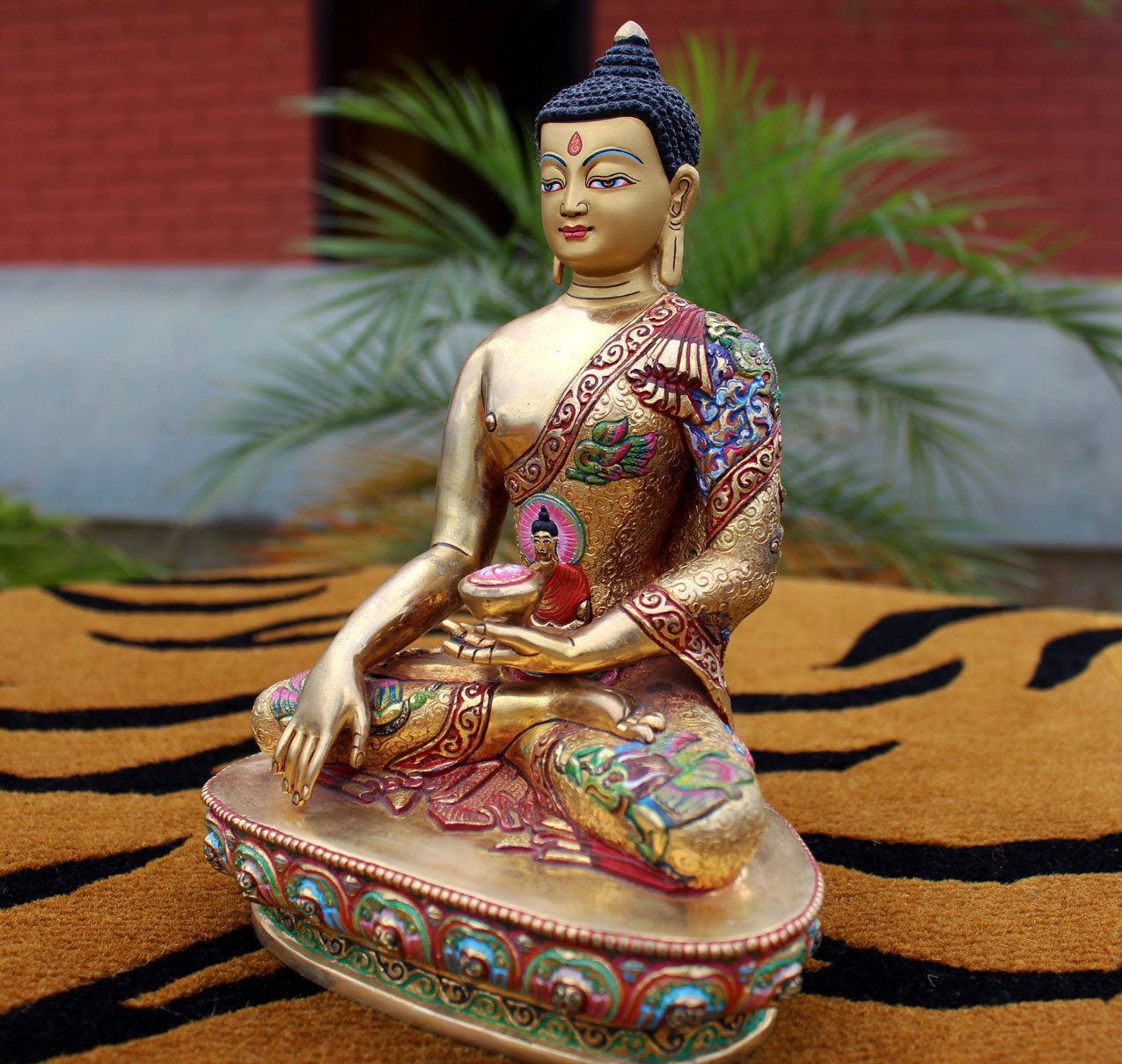 8 Inch Gold Plated Dragon Carved Shakyamuni Buddha Statue - Meditation Decor, Yoga Studio Altar, Asian Home Decor, Spiritual Gift