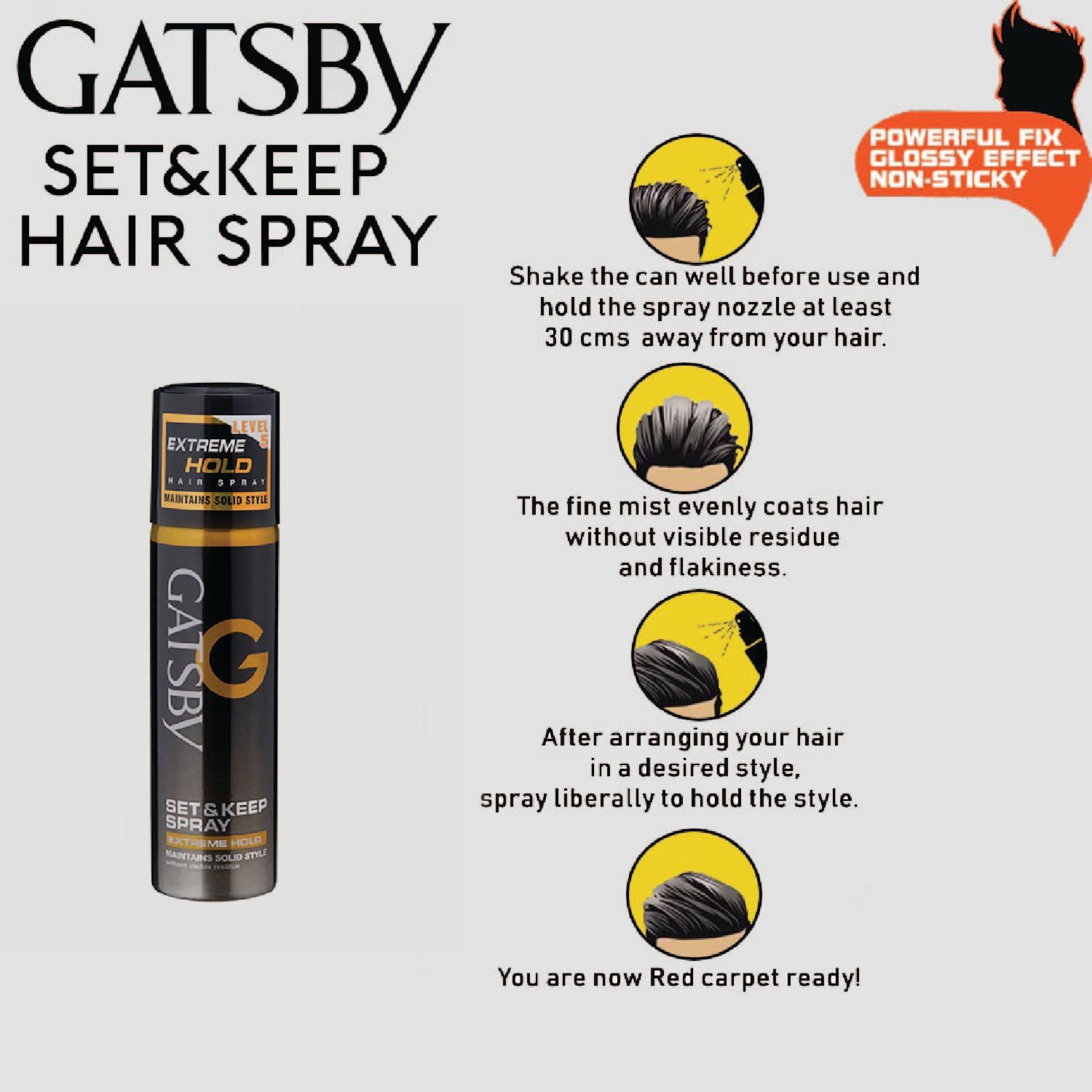 Gatsby Hair Spray Set & Keep Extreme Hold 66ml - Strong Hold Hairspray for Men & Women - Perfect for Styling, Volume & All-Day Hold - Pack of 1