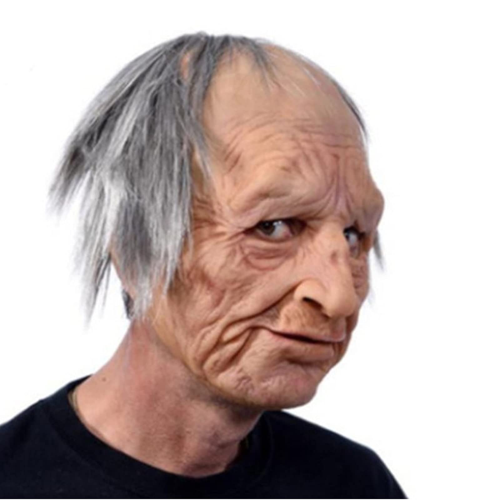Scary Full Head Latex Mask for Halloween & Cosplay - Realistic Elder Wrinkle Face Mask with Creepy Details | Perfect for Horror Parties, Haunted Houses & Christmas Pranks