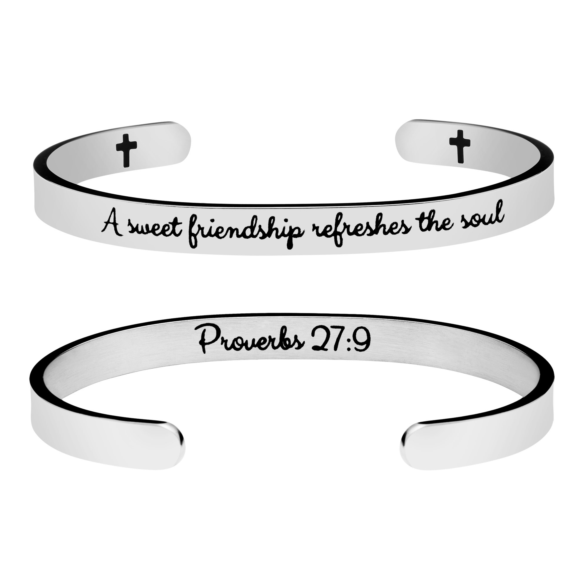 Yiyang Christian Cuff Bracelet for Women - Bible Verse Cross Jewelry, Religious Faith Stainless Steel Gift for Baptism, Christmas, Birthday - Perfect for Her, Mother, Daughter, Sister & Friends - Ideal for Church, Worship & Daily Inspirational Wear