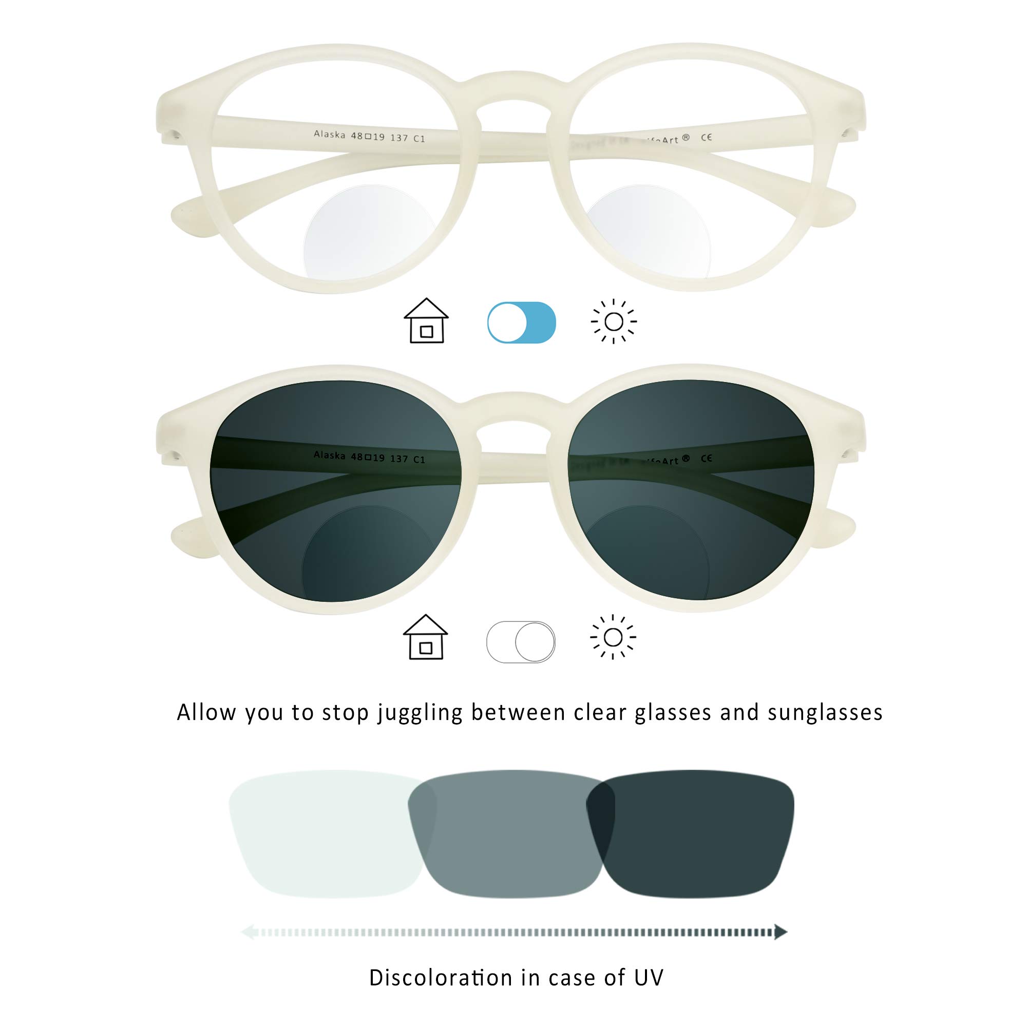 LifeArt Bifocal Reading Glasses with Blue Light Blocking - Stylish Unisex Computer Glasses for Women & Men - Perfect for Reading, Working & Screen Time