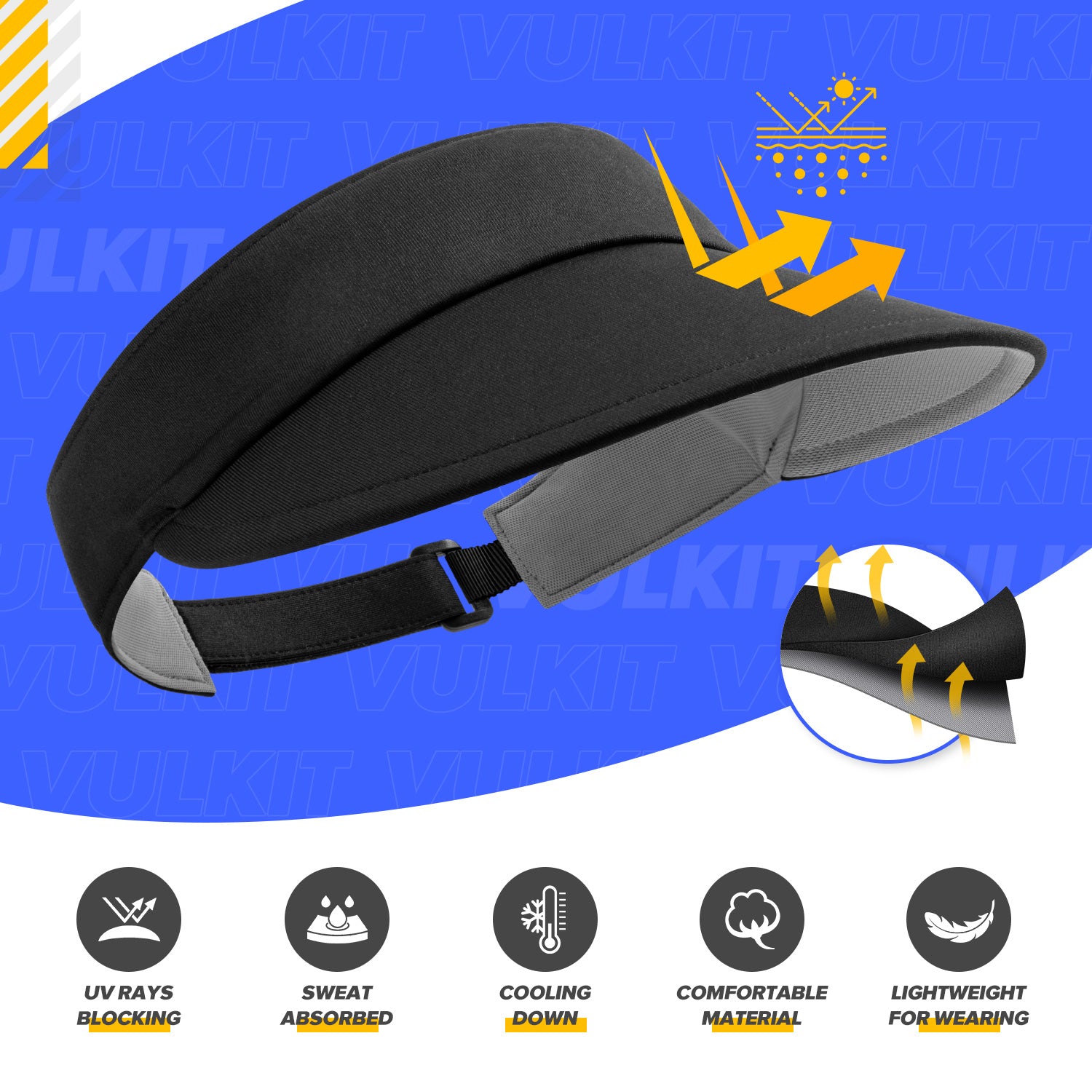 HT103 Sport Sun Visor Hat - Adjustable Empty Top Baseball Cap for Running, Golf & Outdoor Activities - UV Protection Breathable Visor for Men and Women