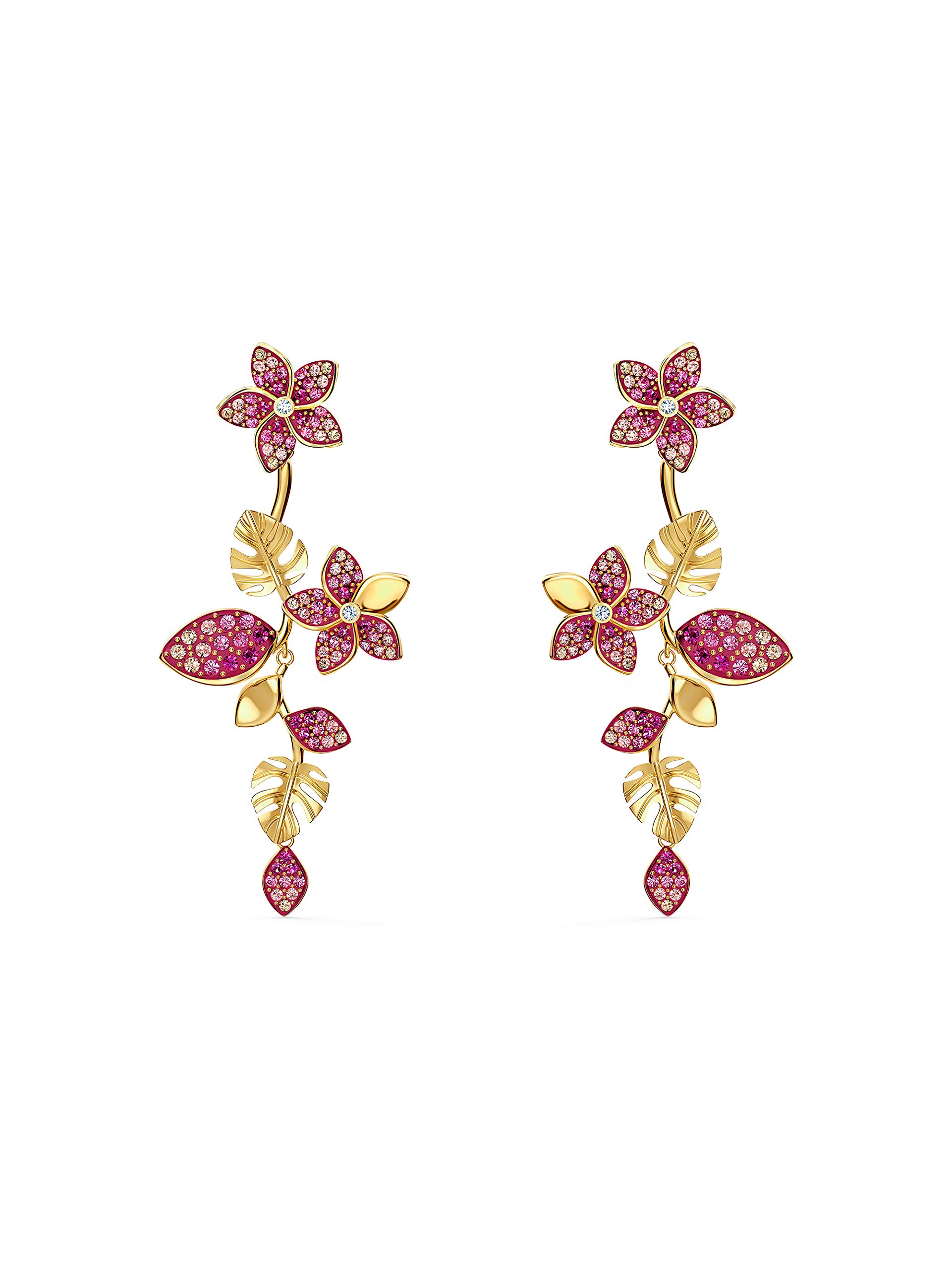 Swarovski Tropical Flower Pierced Earrings for Women - Crystal Stud Earrings for Daily Wear, Party & Gift Giving
