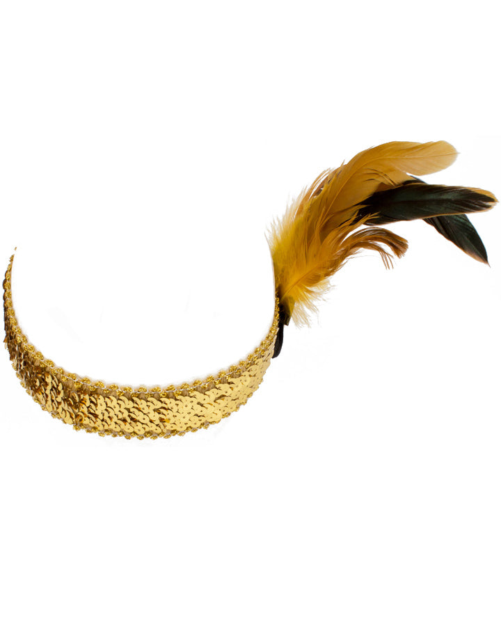 20s Gold Feather Flapper Headband - Vintage 1920s Gatsby Headpiece for Women - Perfect for Roaring 20s Parties, Costumes, and Themed Events