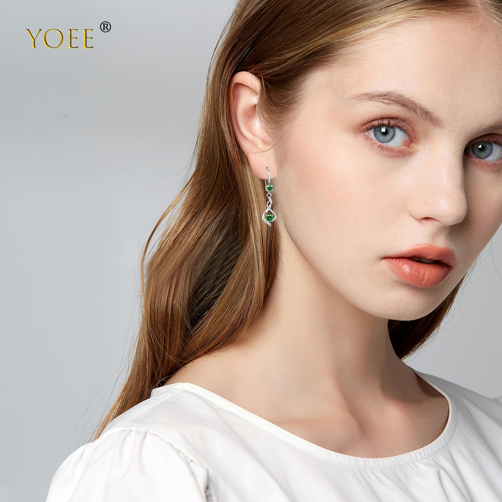 YOEE Sterling Silver Plated Drop Earrings for Women & Girls | Hypoallergenic Dangle Birthstone Earrings with Cubic Zirconia | Perfect Birthday & Mother's Day Jewelry Gift for Her | Elegant for Parties, Weddings & Daily Wear