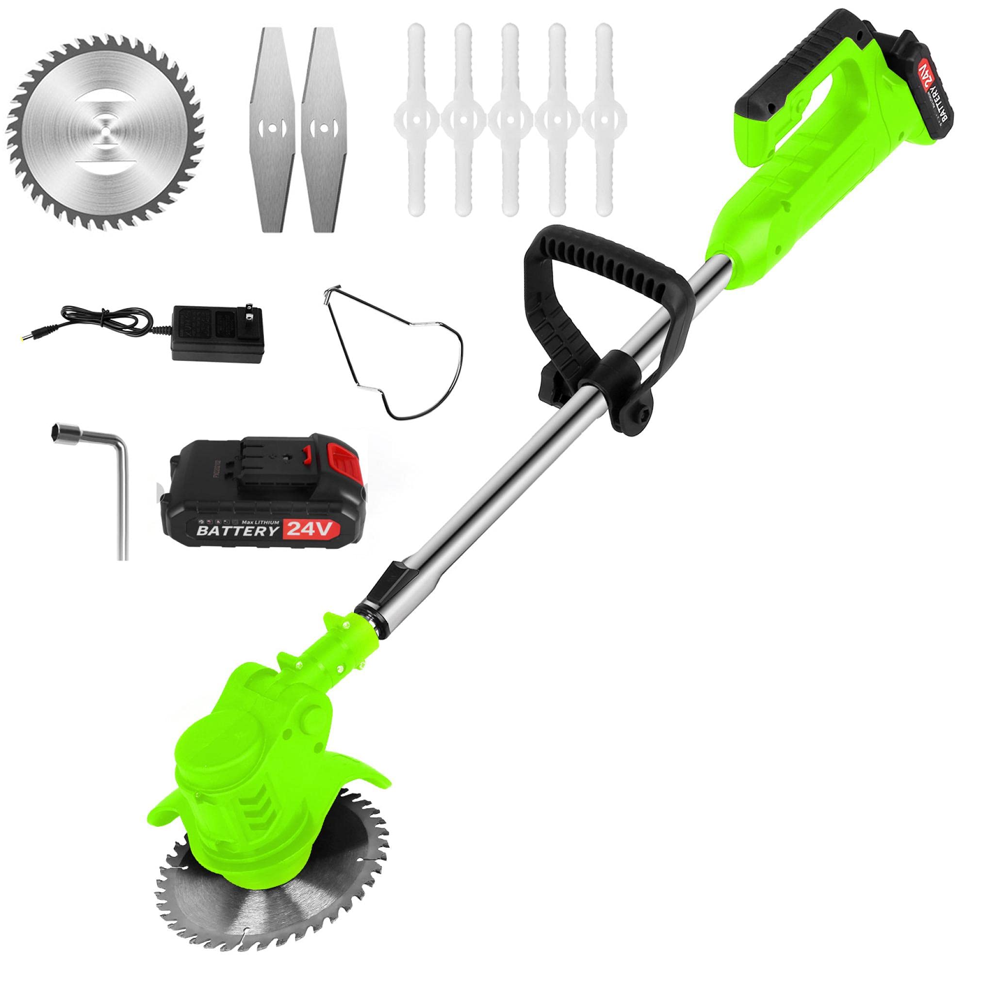 **Cordless Grass Trimmer with Battery & Charger - Lightweight Brush Mower & Lawn Cutter - Perfect for Yard, Garden & Edge Trimming (Green)**