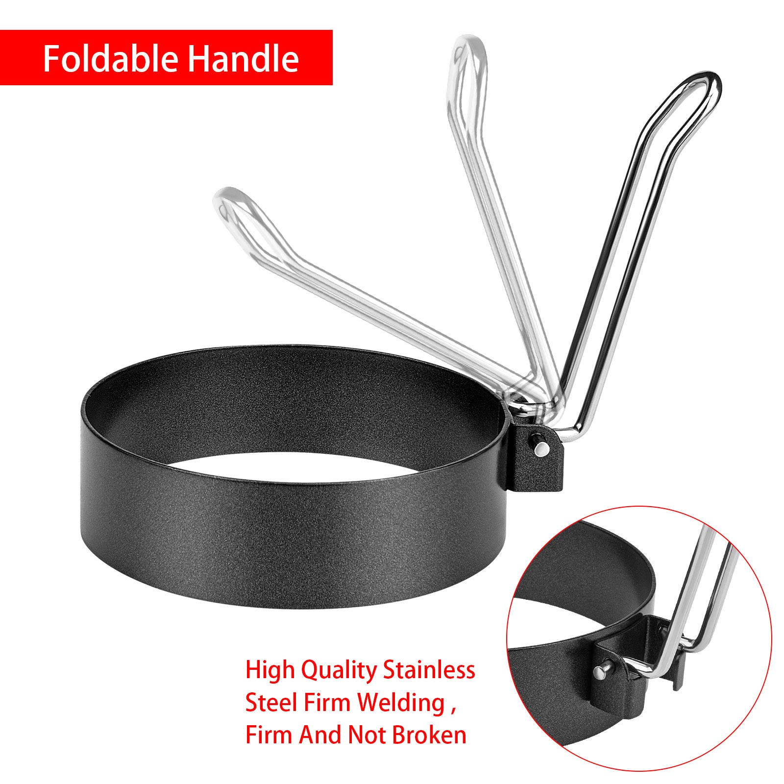 6 Pack Stainless Steel Egg Rings - Non-Stick Round Egg Cooking Molds for Perfect Fried Eggs, Pancakes & Breakfast Sandwiches (Ideal for Home Kitchen & Camping Cooking)